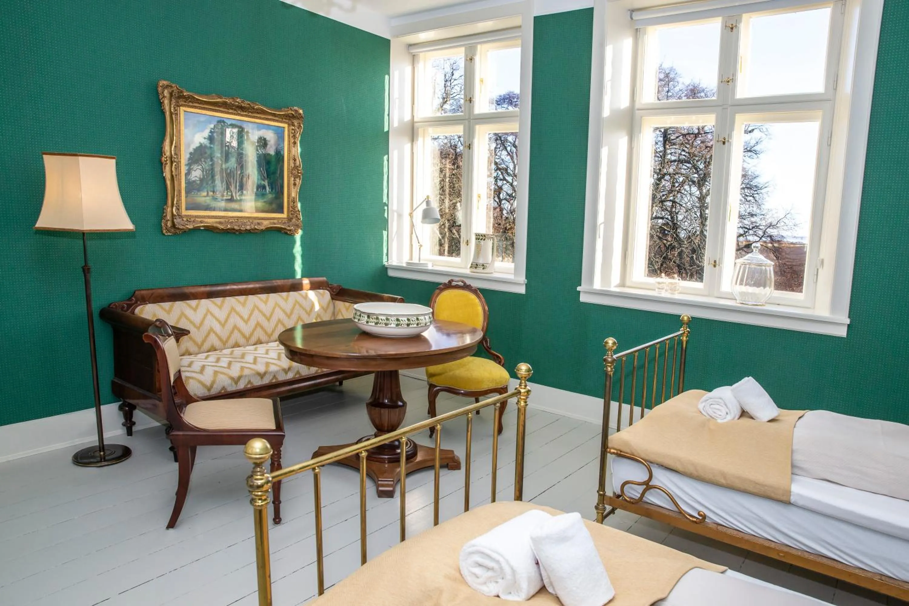 Living room, Bed in Fuglsang Herregaard Hotel