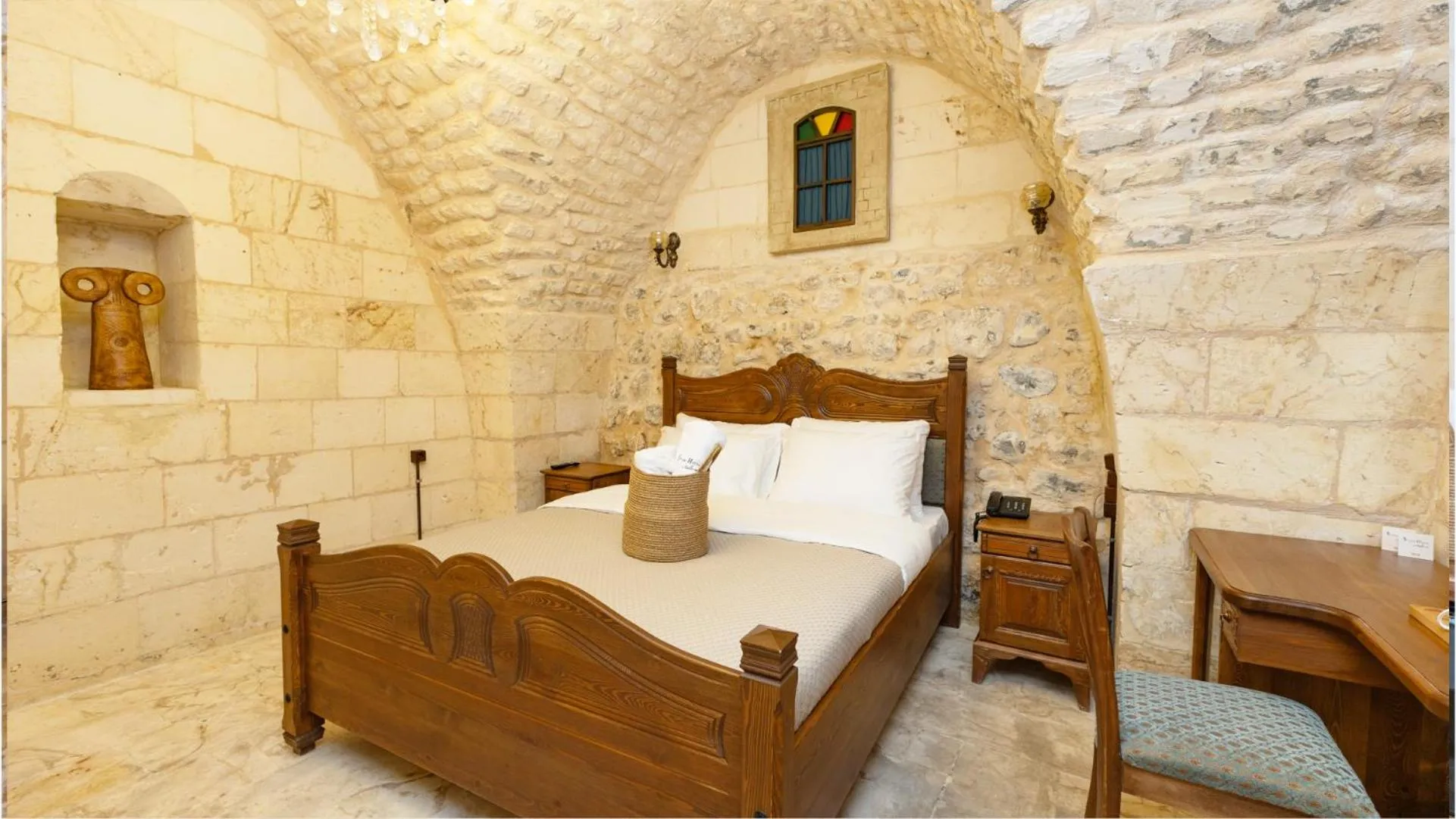 Bedroom, Bed in Stone House by Cevahir