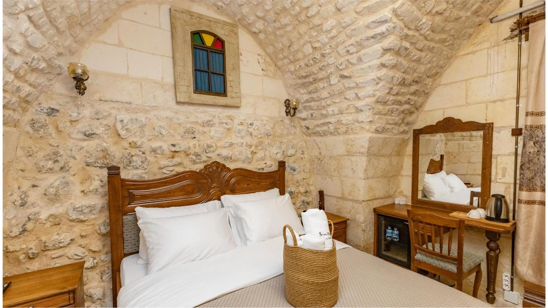 Bedroom, Bed in Stone House by Cevahir