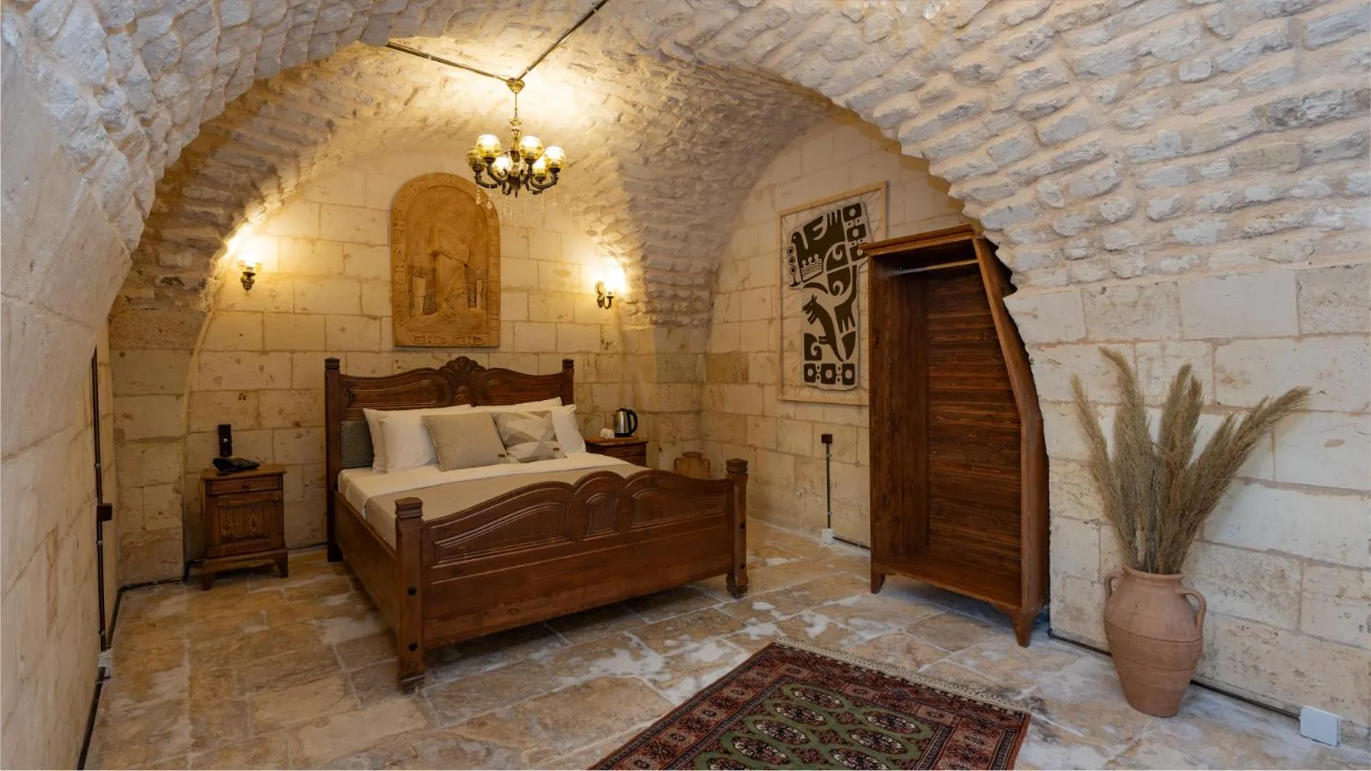 Bedroom, Bed in Stone House by Cevahir