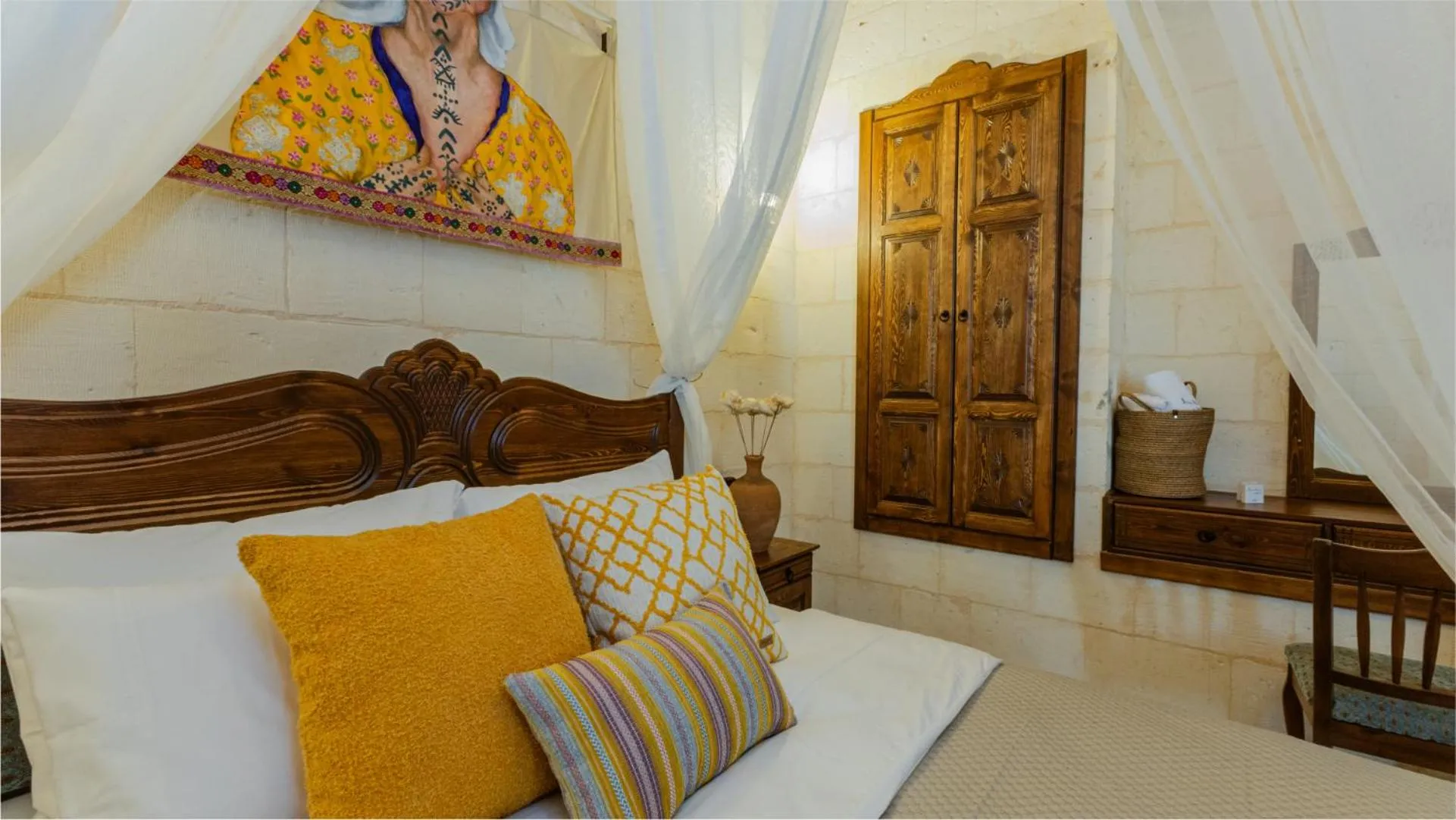 Bedroom, Bed in Stone House by Cevahir