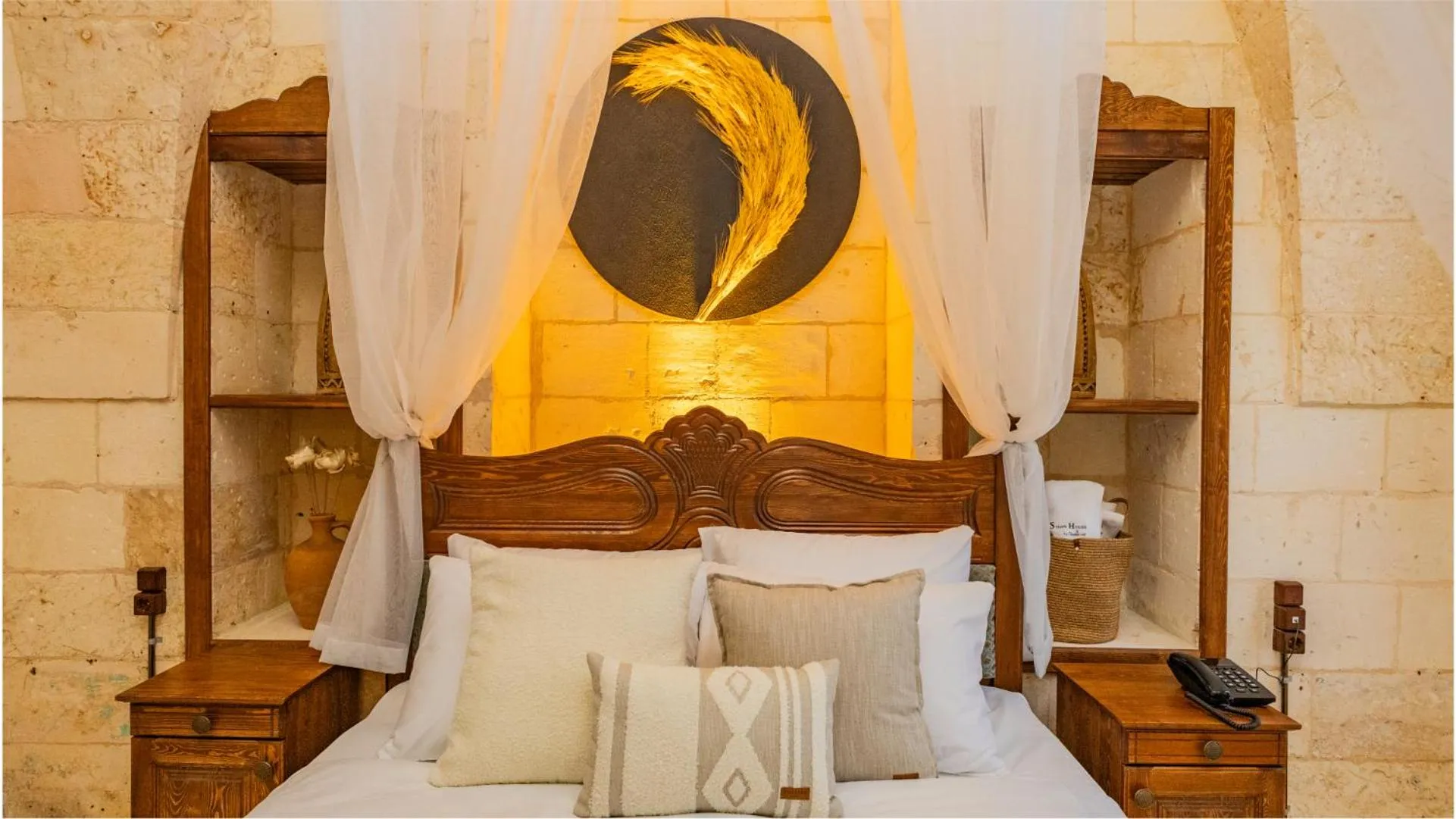 Bedroom, Bed in Stone House by Cevahir