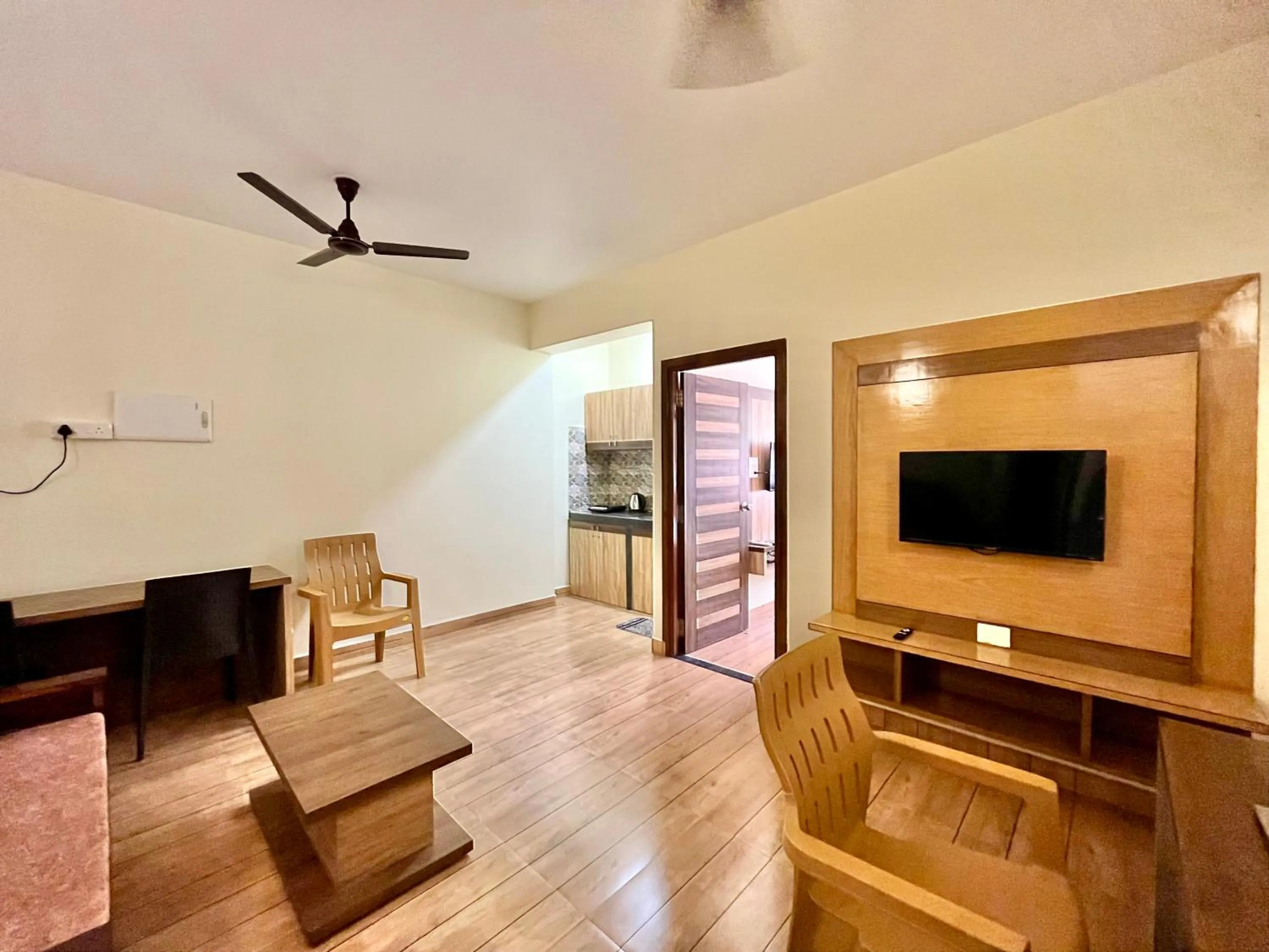 TV and multimedia in Lykke Suites- 2-min Drive to Colva Beach-By Goan Felicidade Hospitality PVT LTD