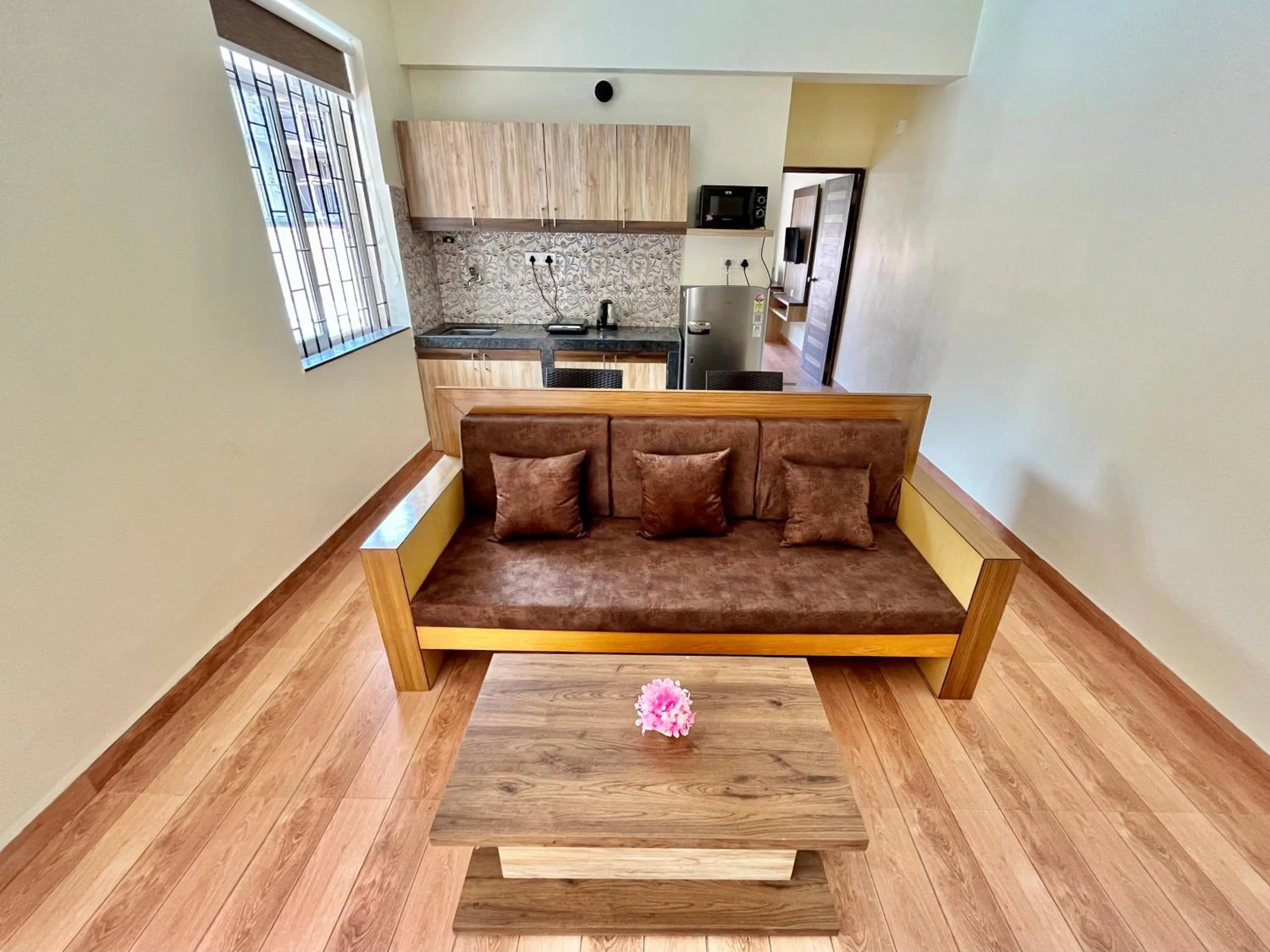 Living room in Lykke Suites- 2-min Drive to Colva Beach-By Goan Felicidade Hospitality PVT LTD