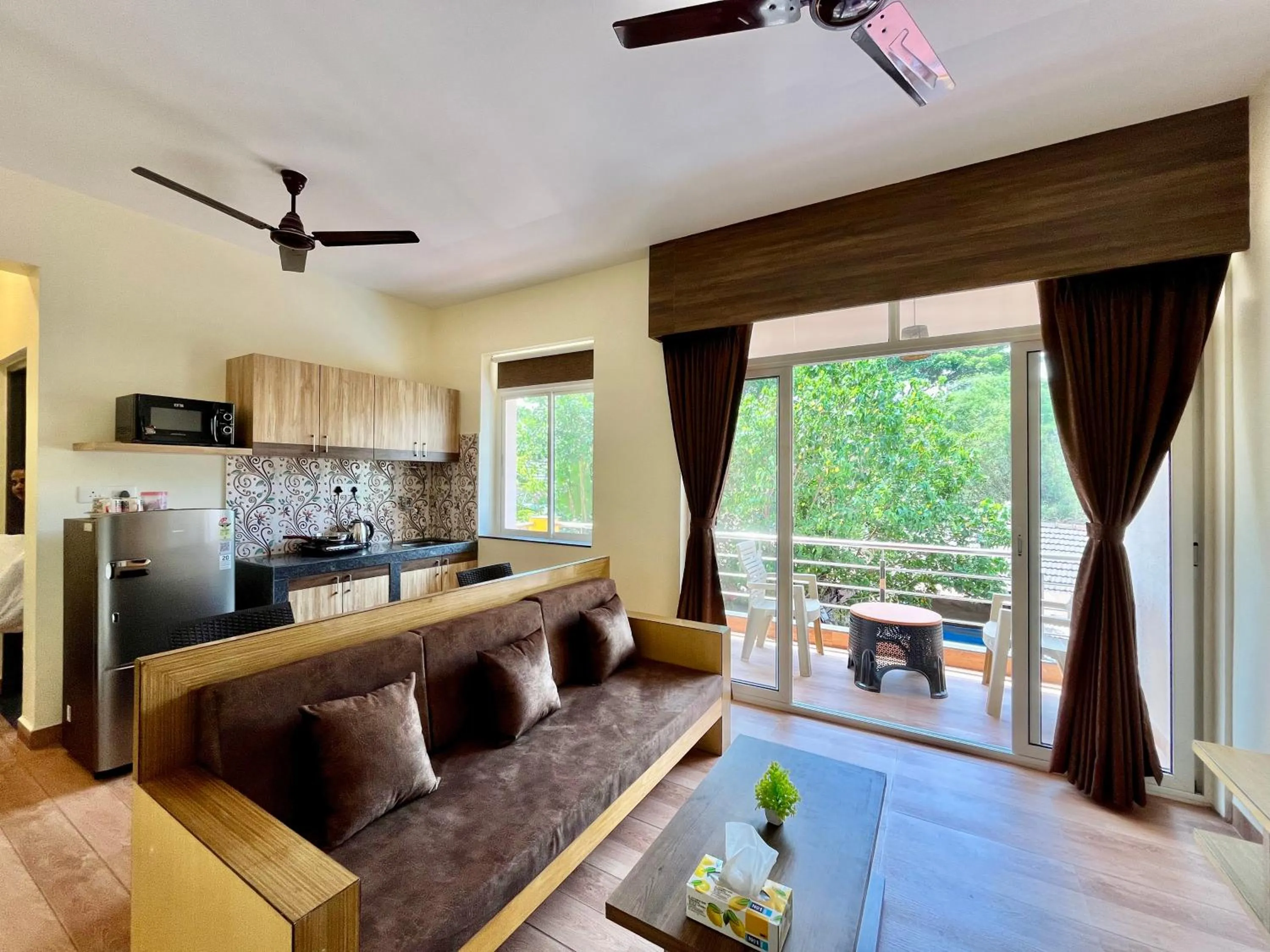 Living room in Lykke Suites- 2-min Drive to Colva Beach-By Goan Felicidade Hospitality PVT LTD