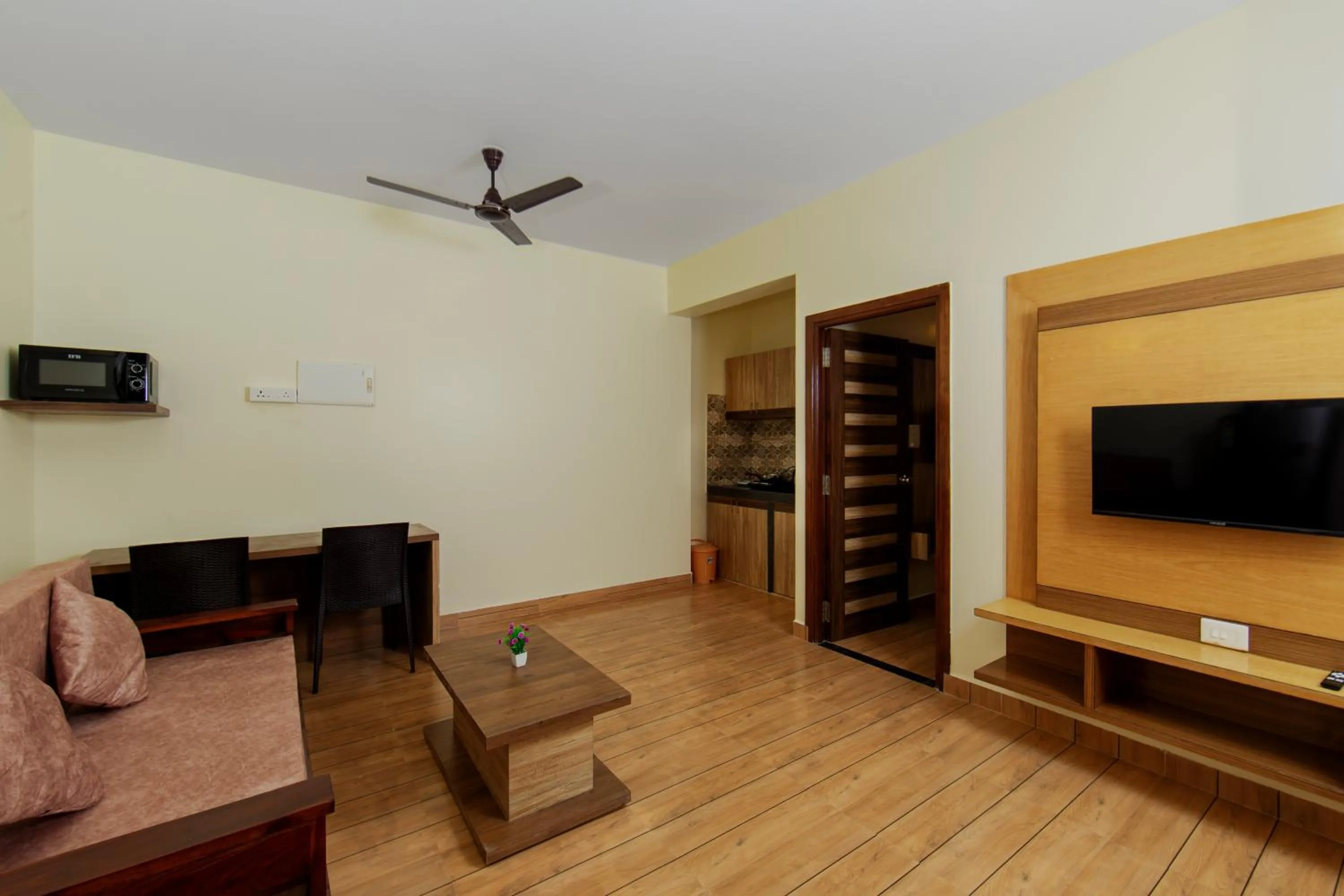 TV and multimedia in Lykke Suites- 2-min Drive to Colva Beach-By Goan Felicidade Hospitality PVT LTD