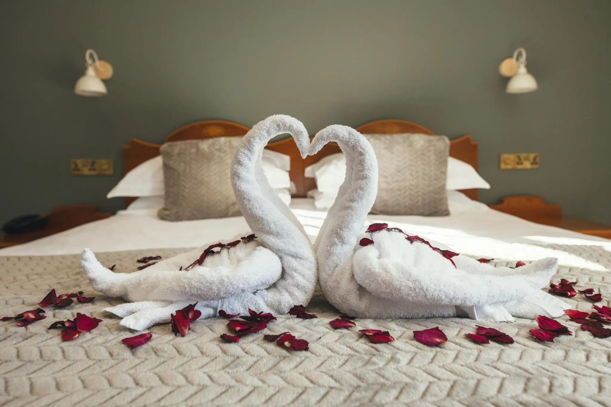 towels, Bed in Stoke Lodge Hotel