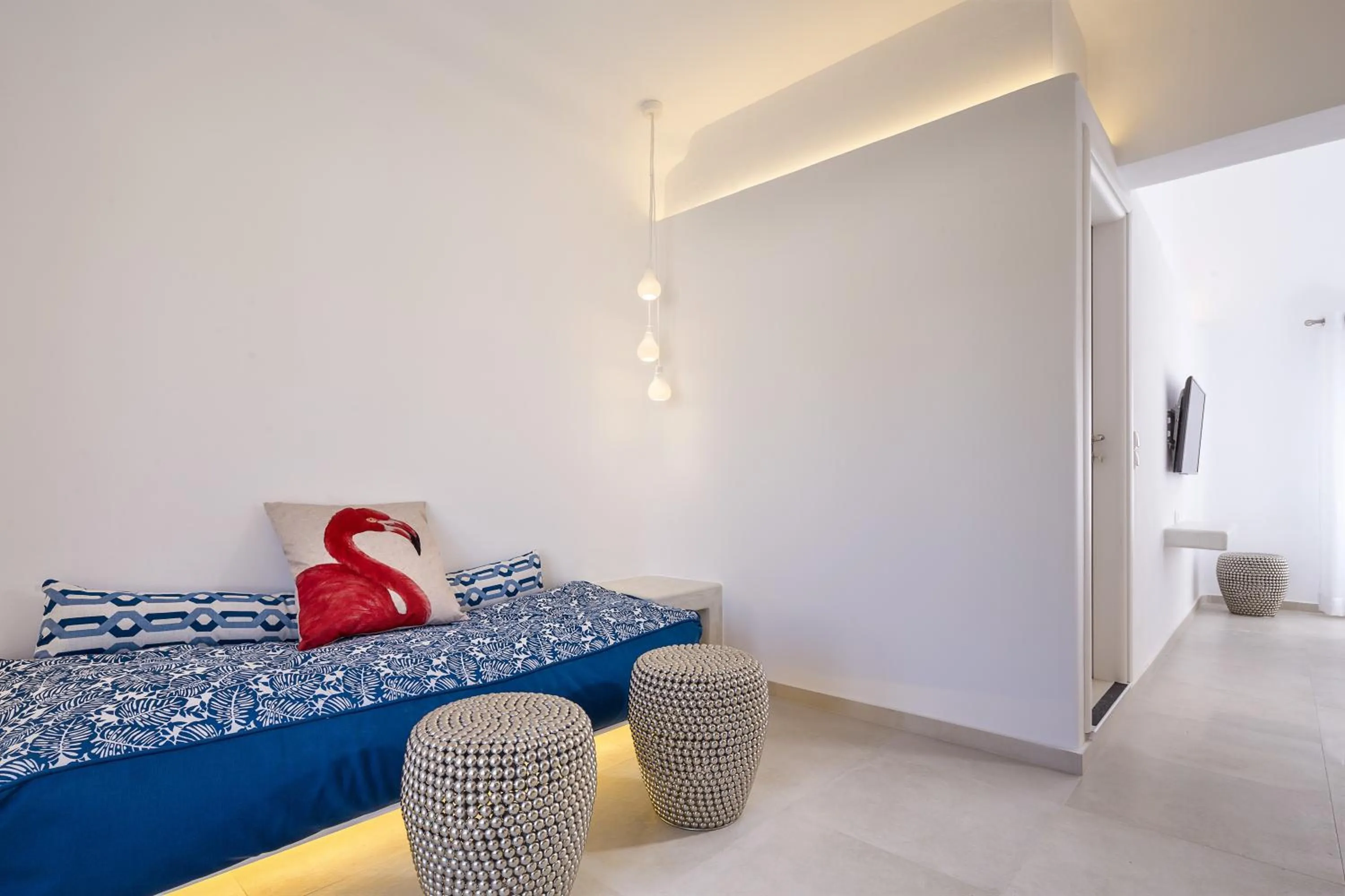 Seating area, Bed in Art Hotel Santorini