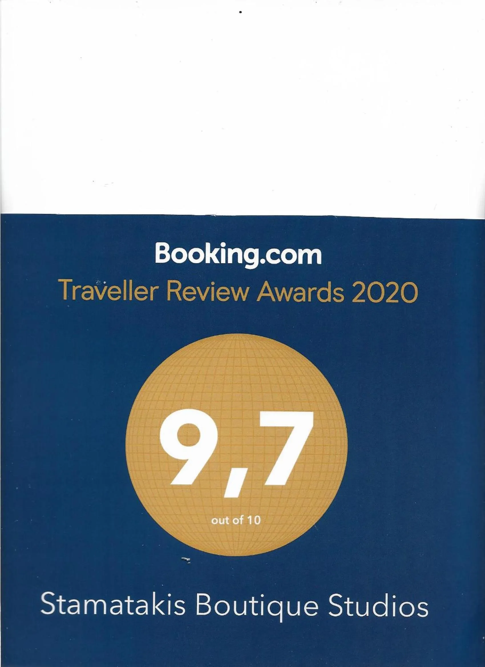 Certificate/Award in Stamatakis Boutique Studios