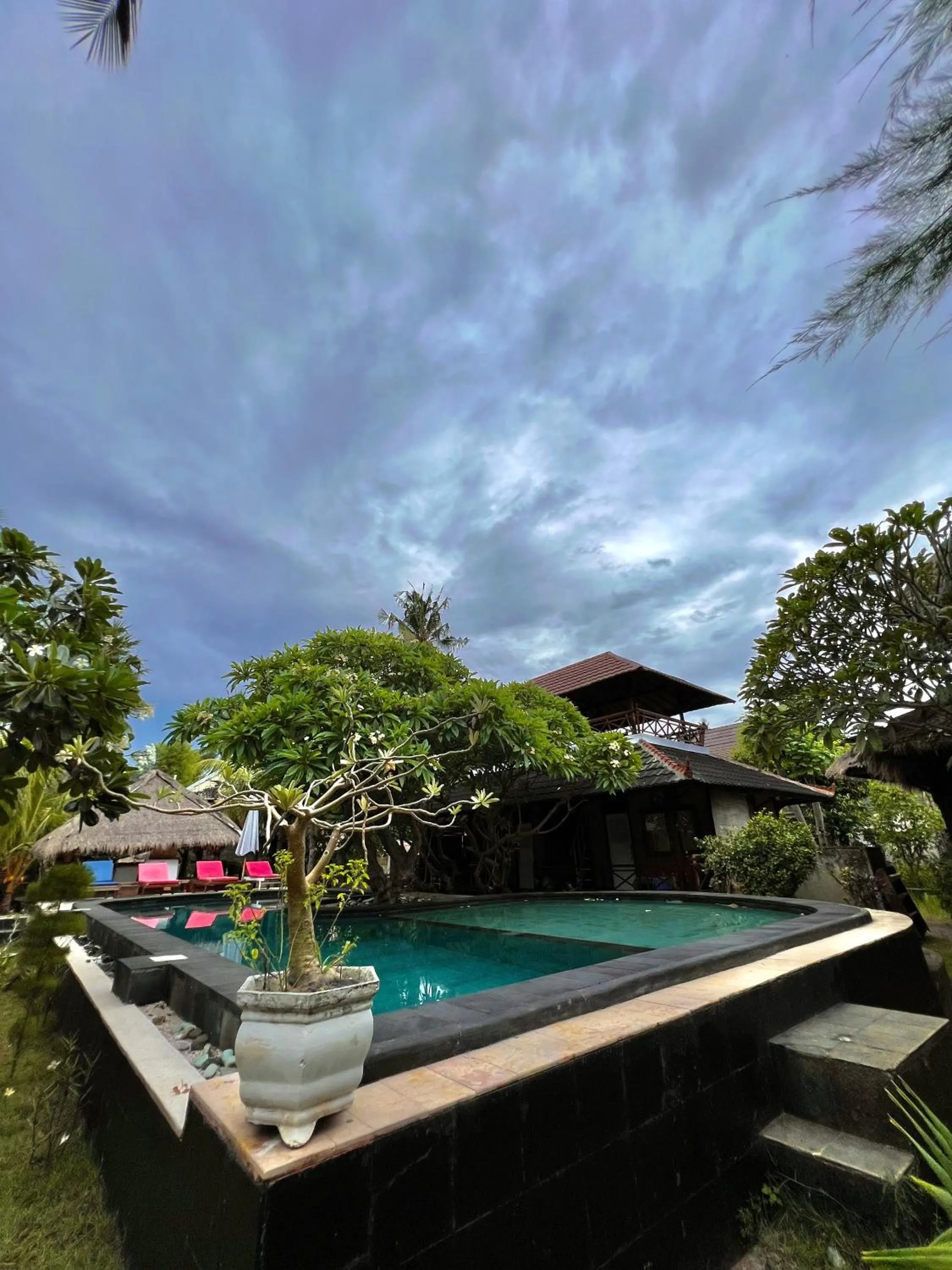 Pool view in Sejuk Cottages