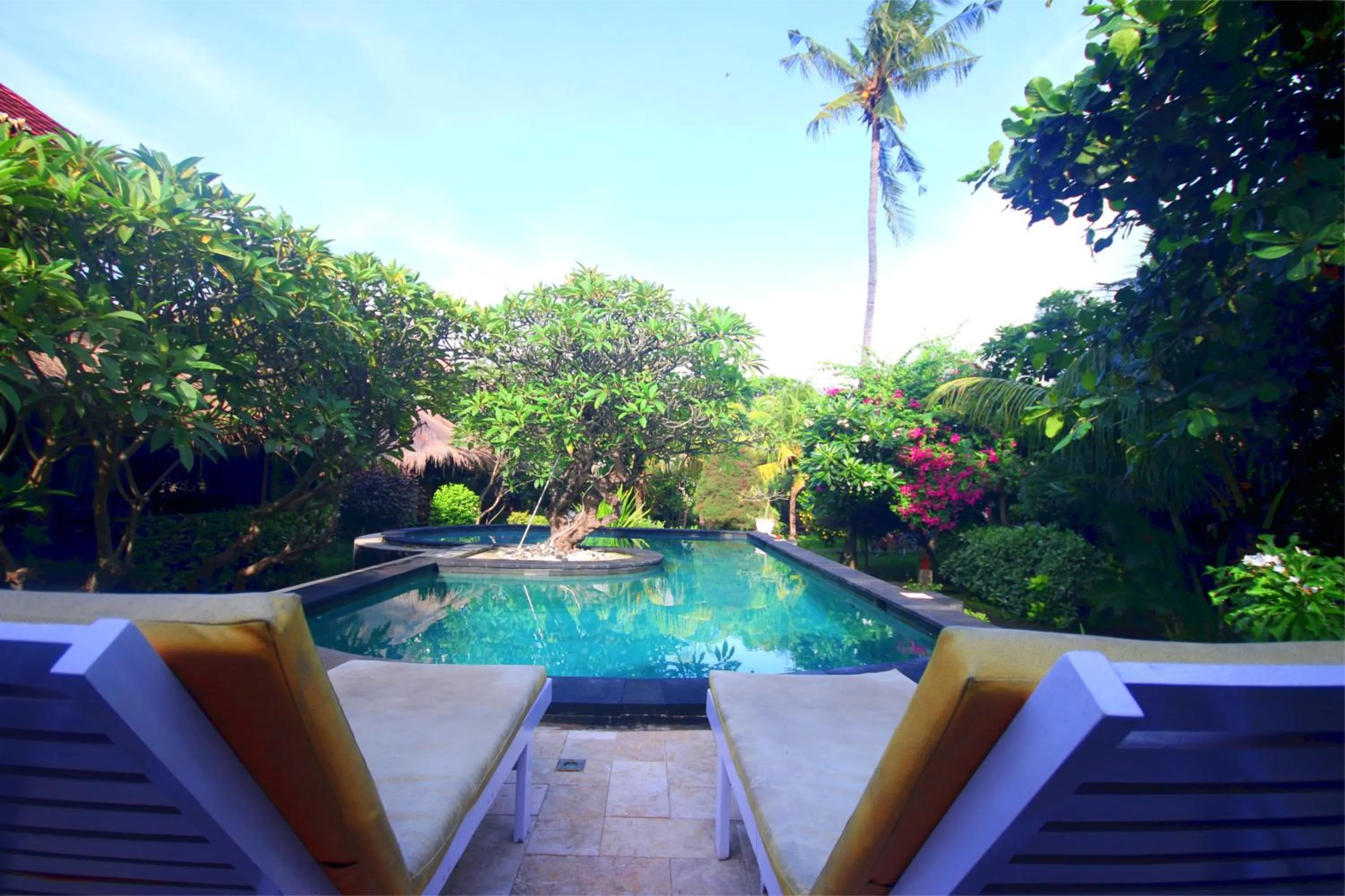 Pool view in Sejuk Cottages