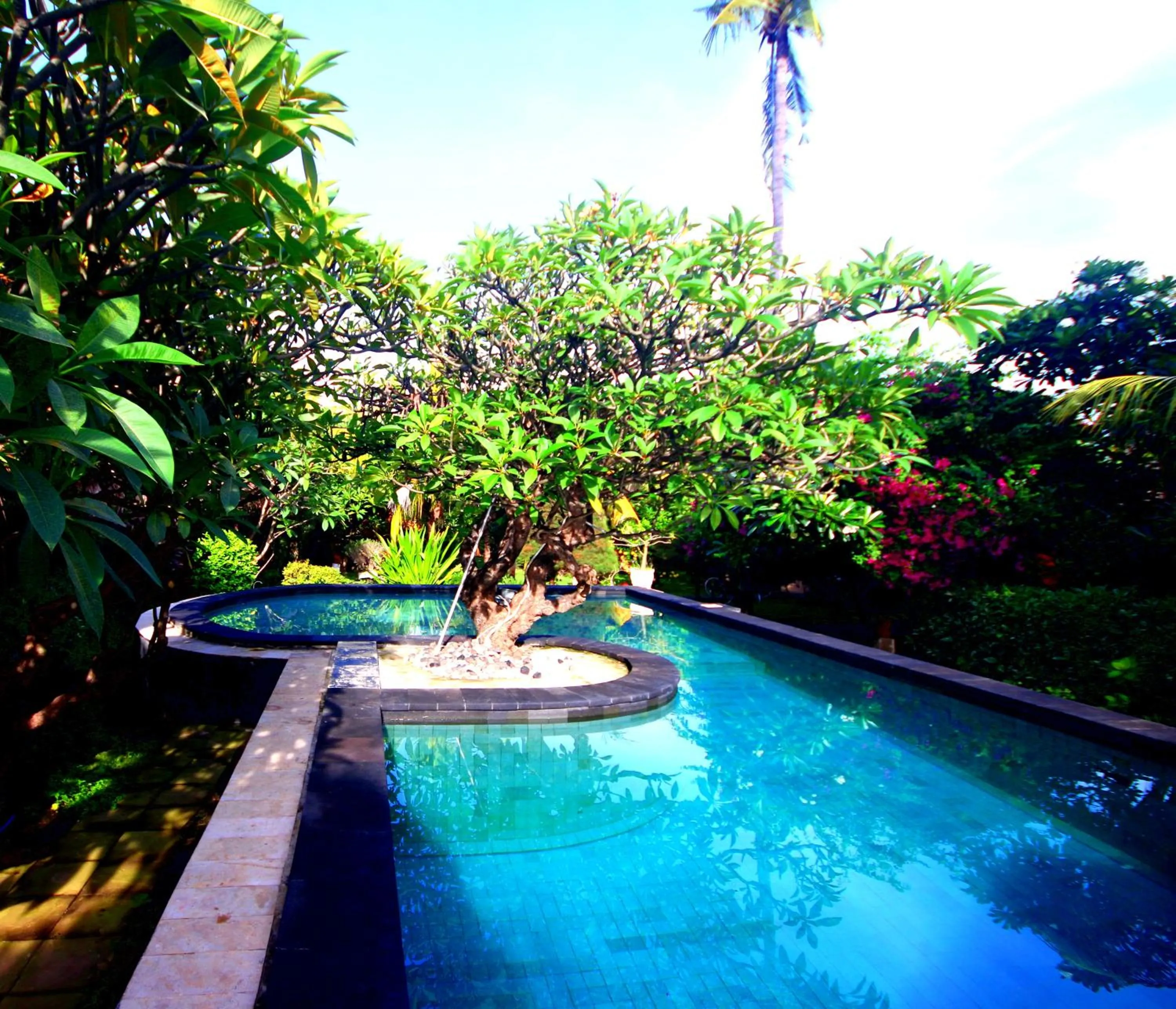 Pool view in Sejuk Cottages