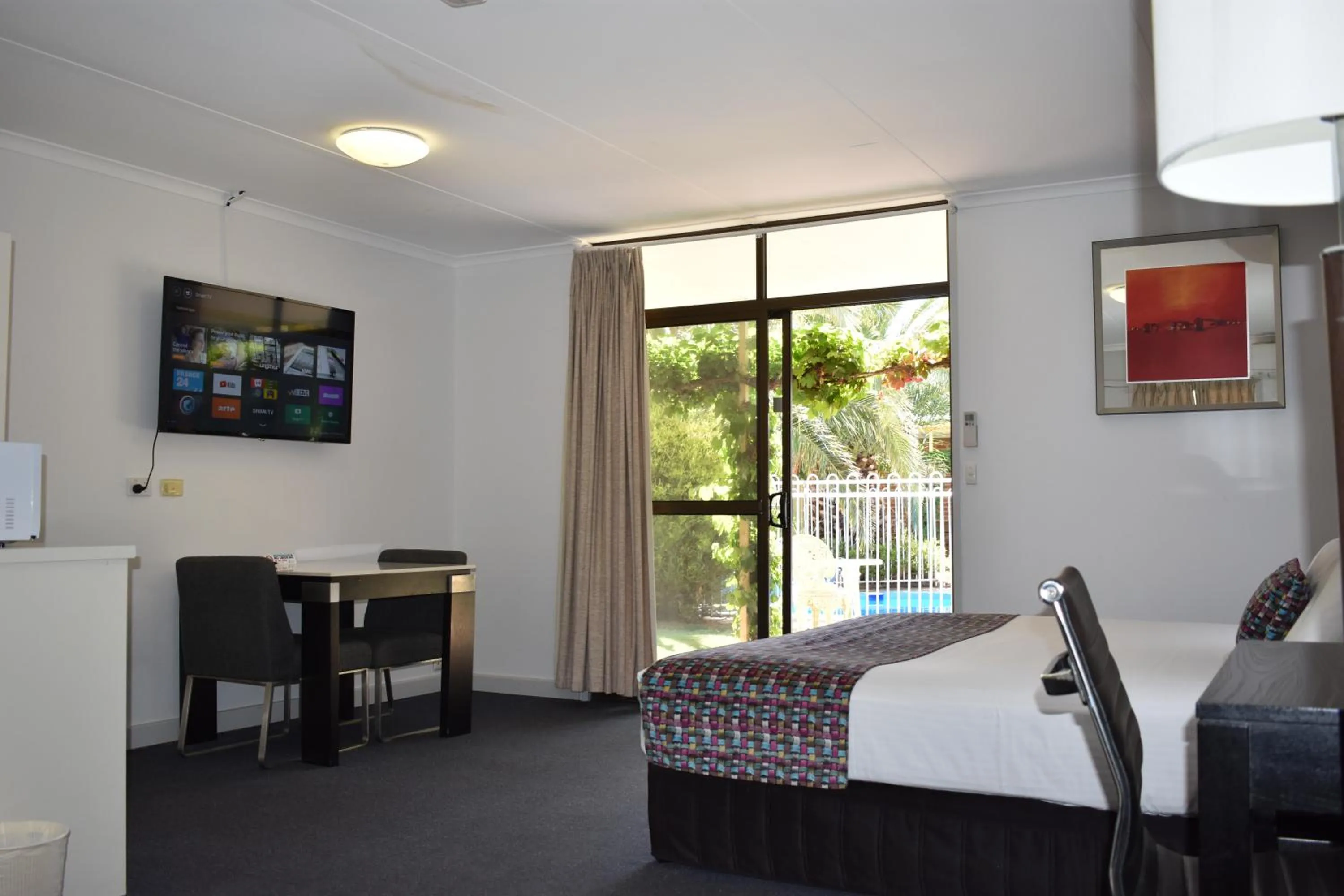 Bed in Roundhouse Motel