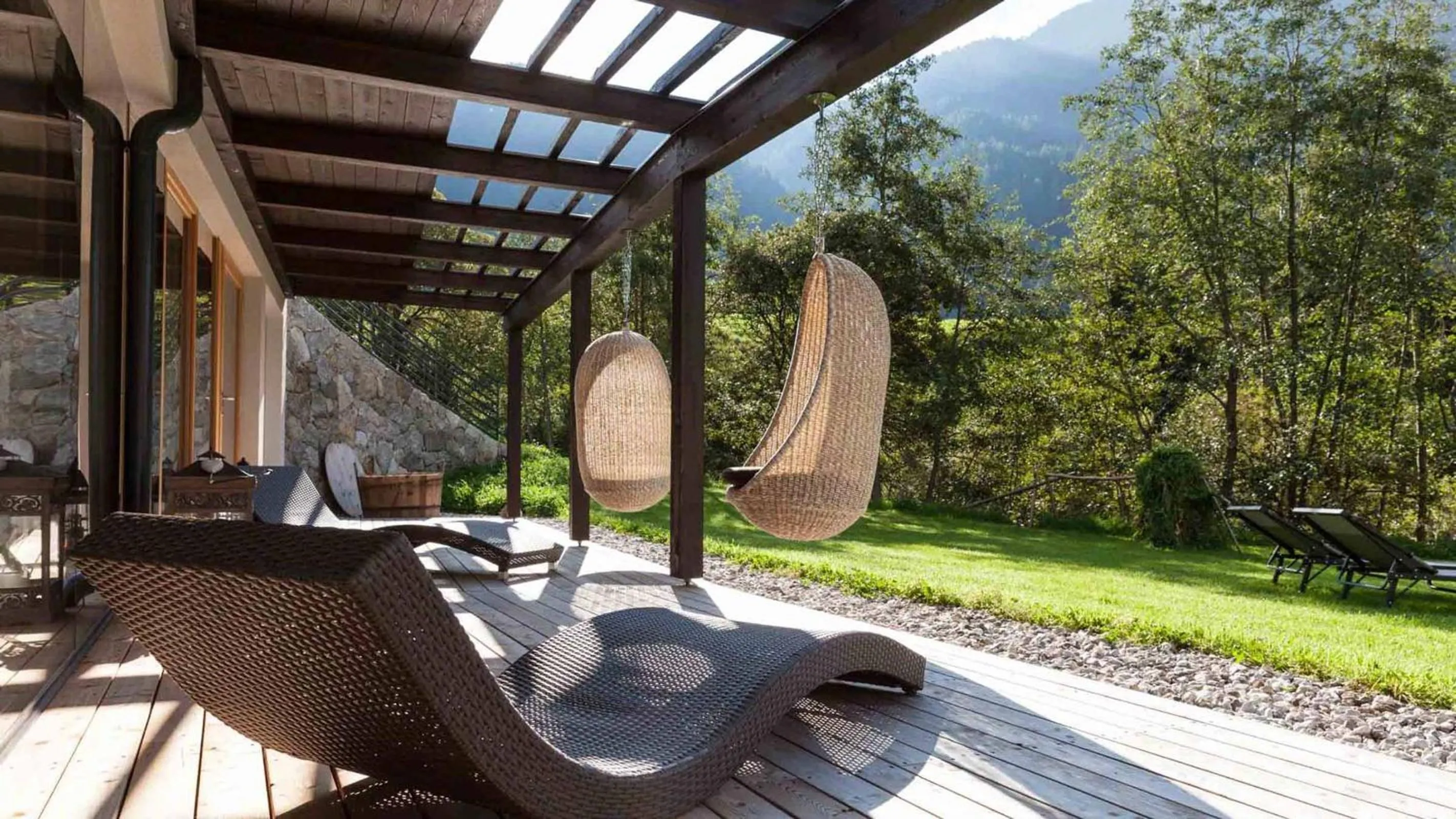 Patio in La Casies Mountain Hotel