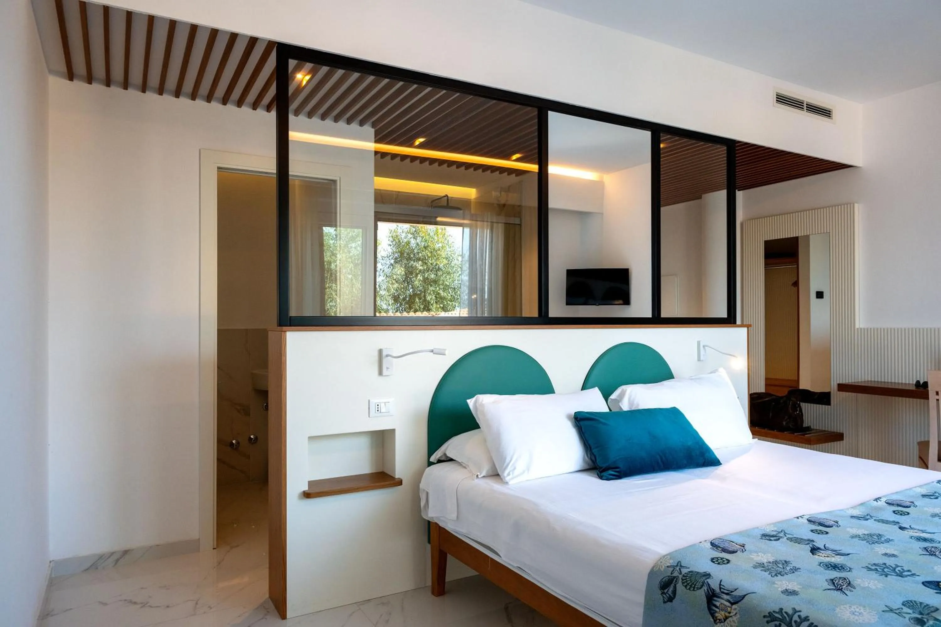 Bed in Hotel Villaggio Stromboli