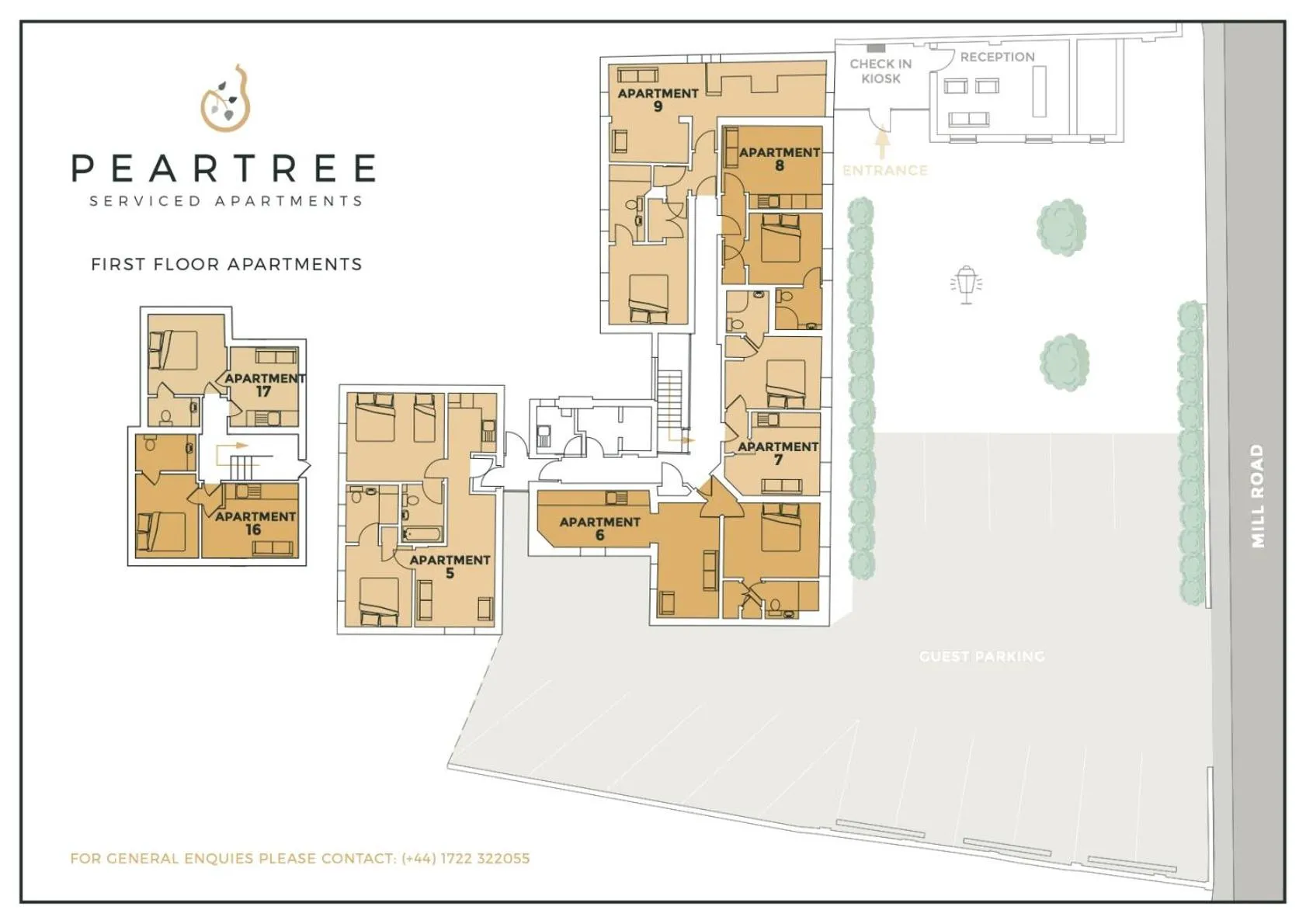 Floor plan in Peartree Serviced Apartments