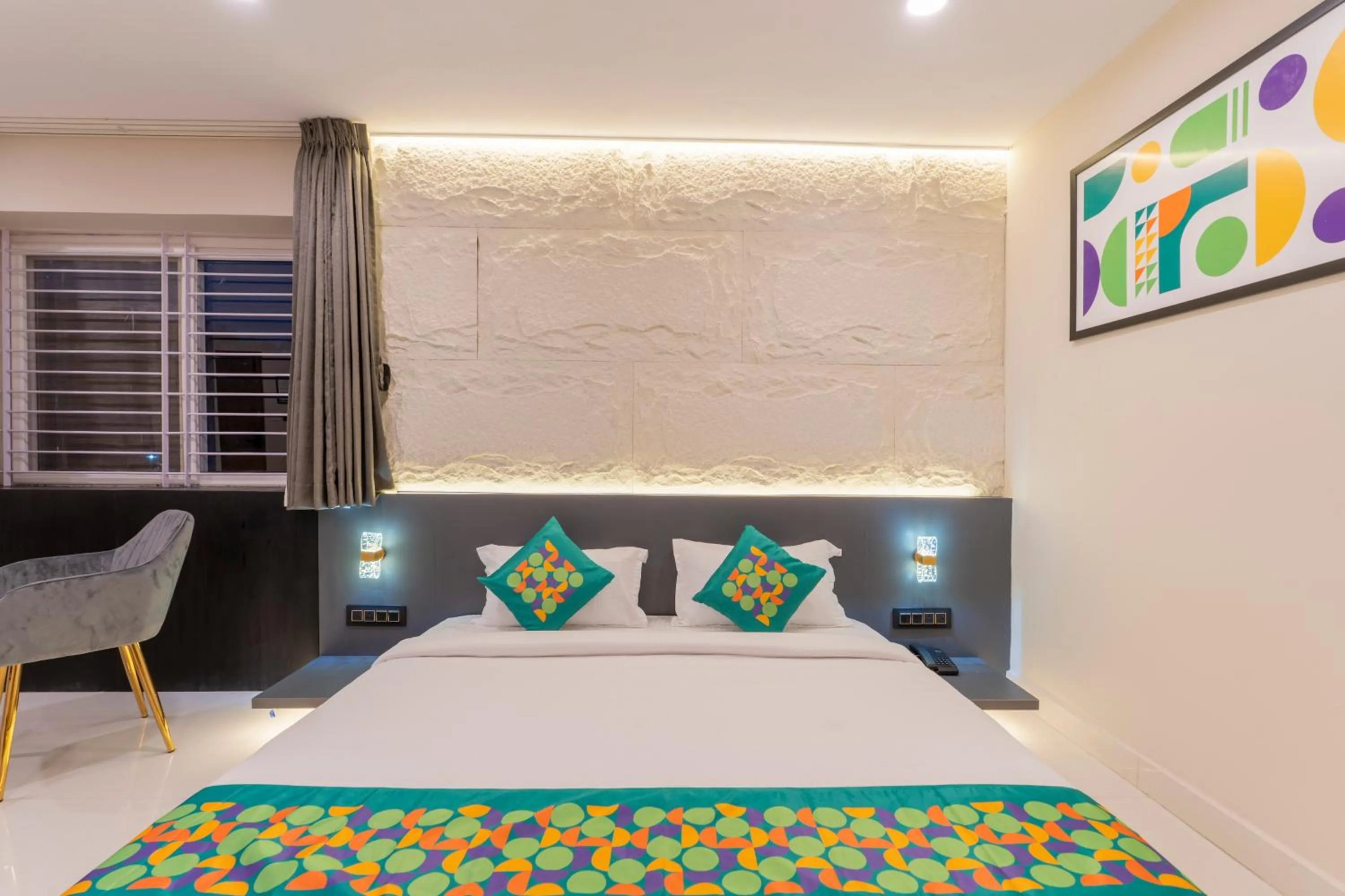 Bedroom, Bed in Treebo Sanmaya Retreat, 15 Mins From Mysore Palace