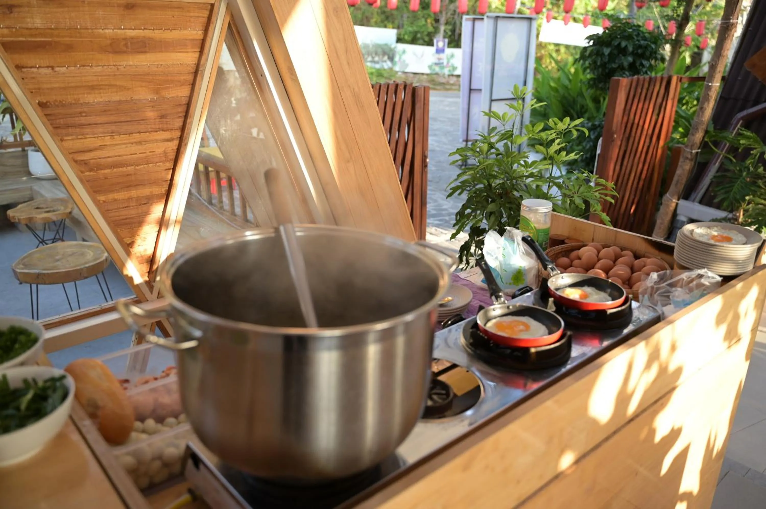 Buffet breakfast in Fly Up Resort