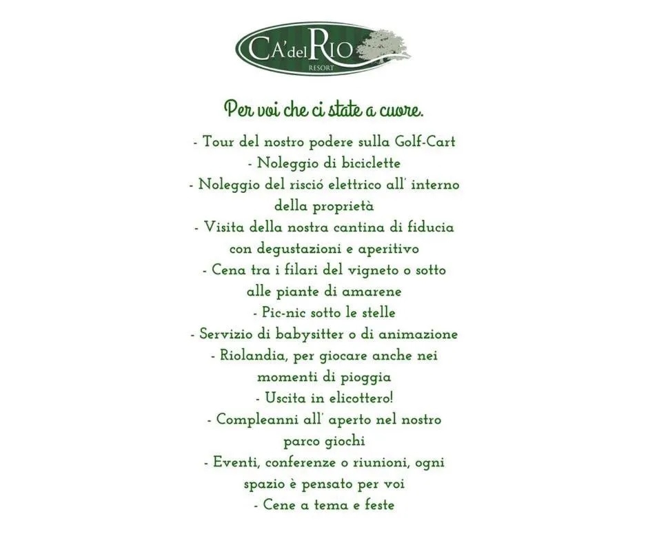 Area and facilities in Hotel del Rio Srl - RISTORANTE e Azienda agricola