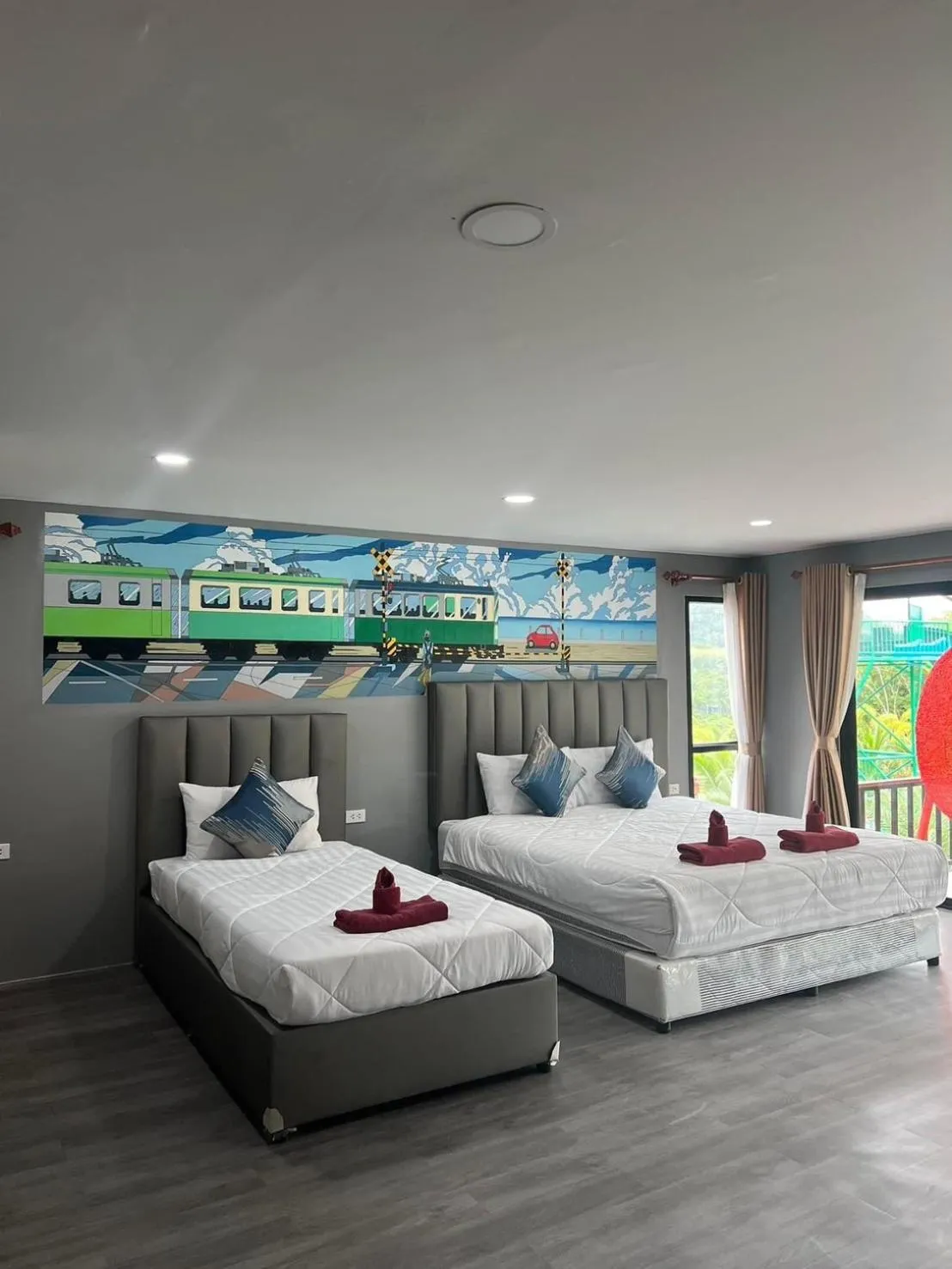 Bed in Chomview Lanta Water Park Resort