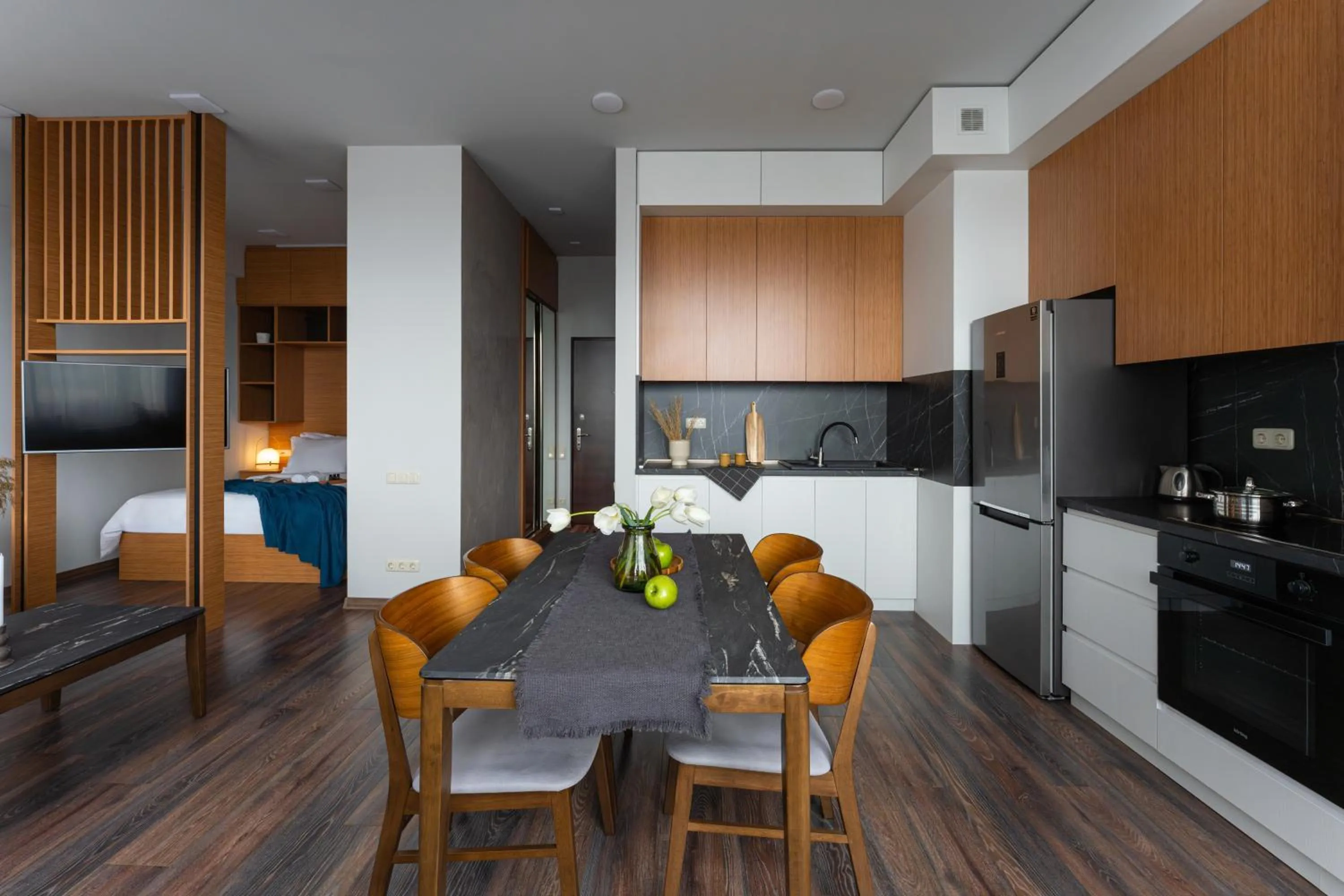 Kitchen or kitchenette in Sweet Home Deluxe Apart-Hotel