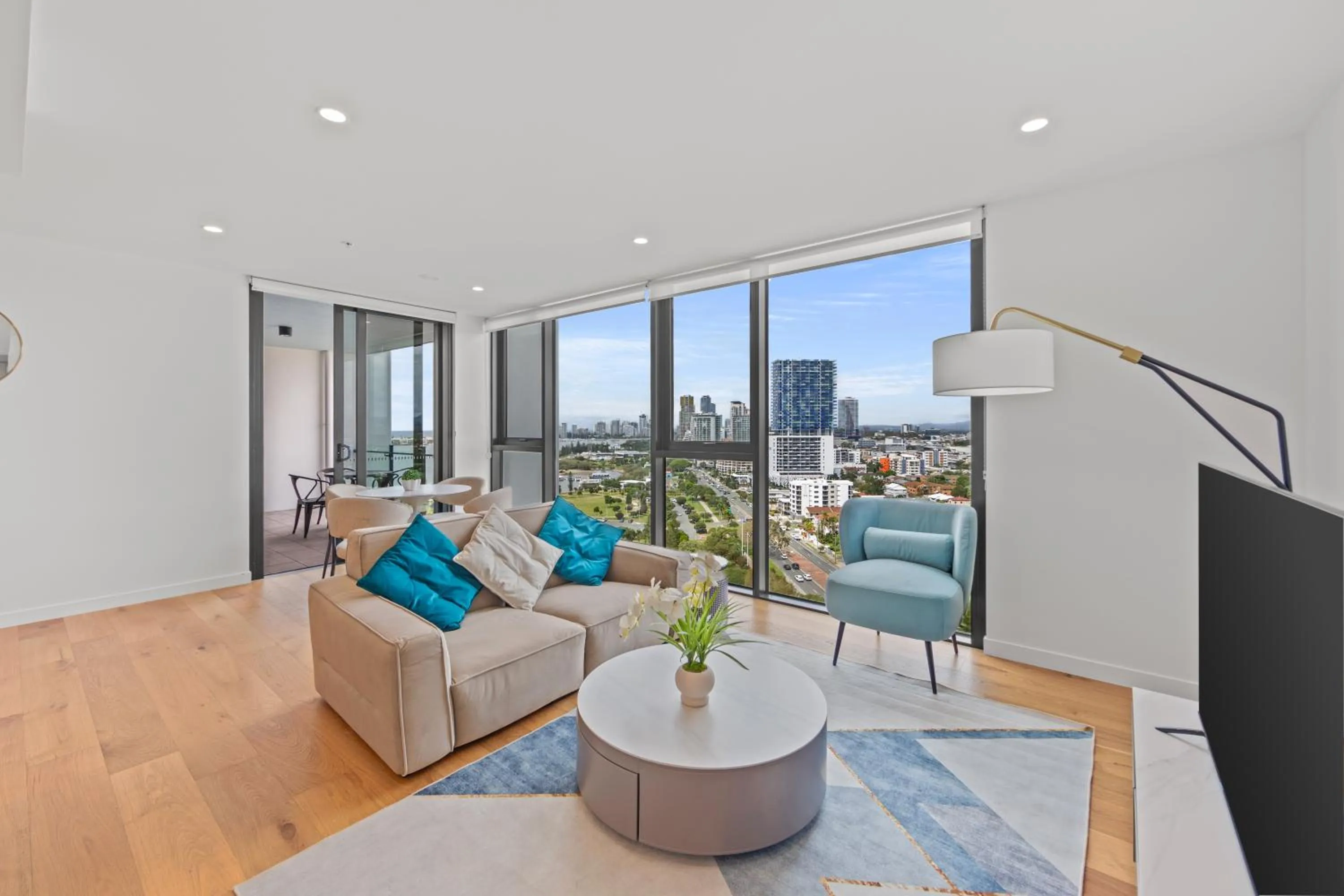 Living room in Marine Quarter Apartments by CLLIX