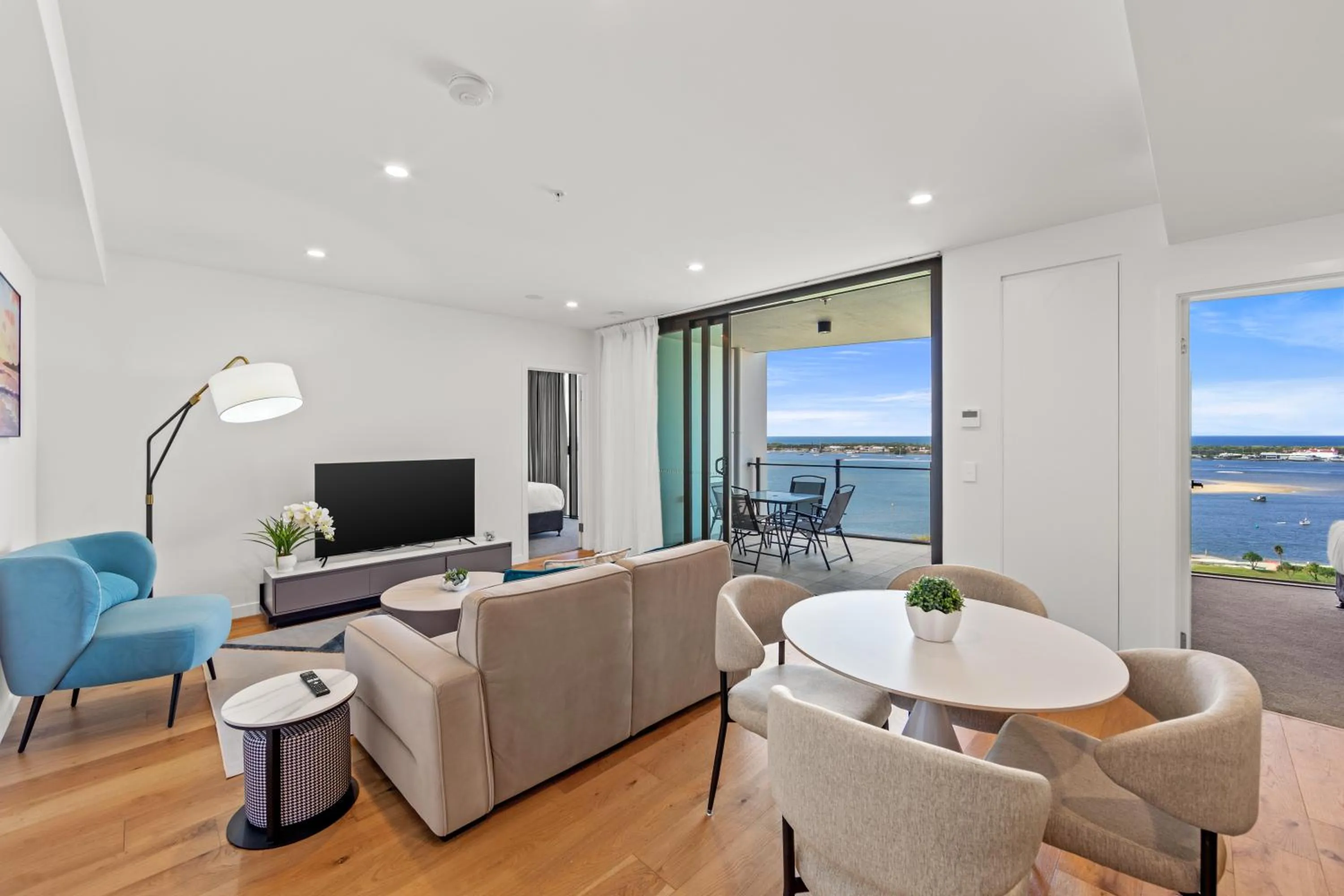 Living room in Marine Quarter Apartments by CLLIX