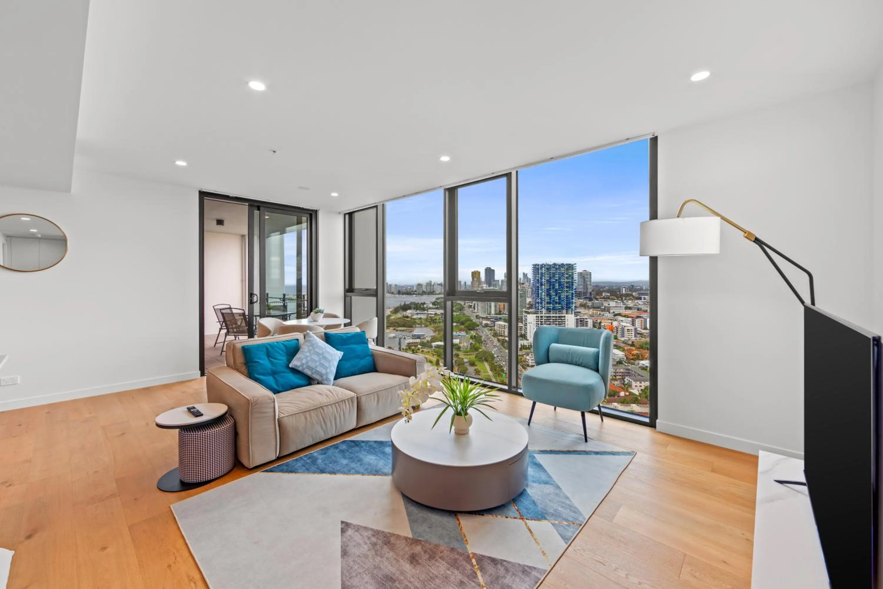 Living room in Marine Quarter Apartments by CLLIX