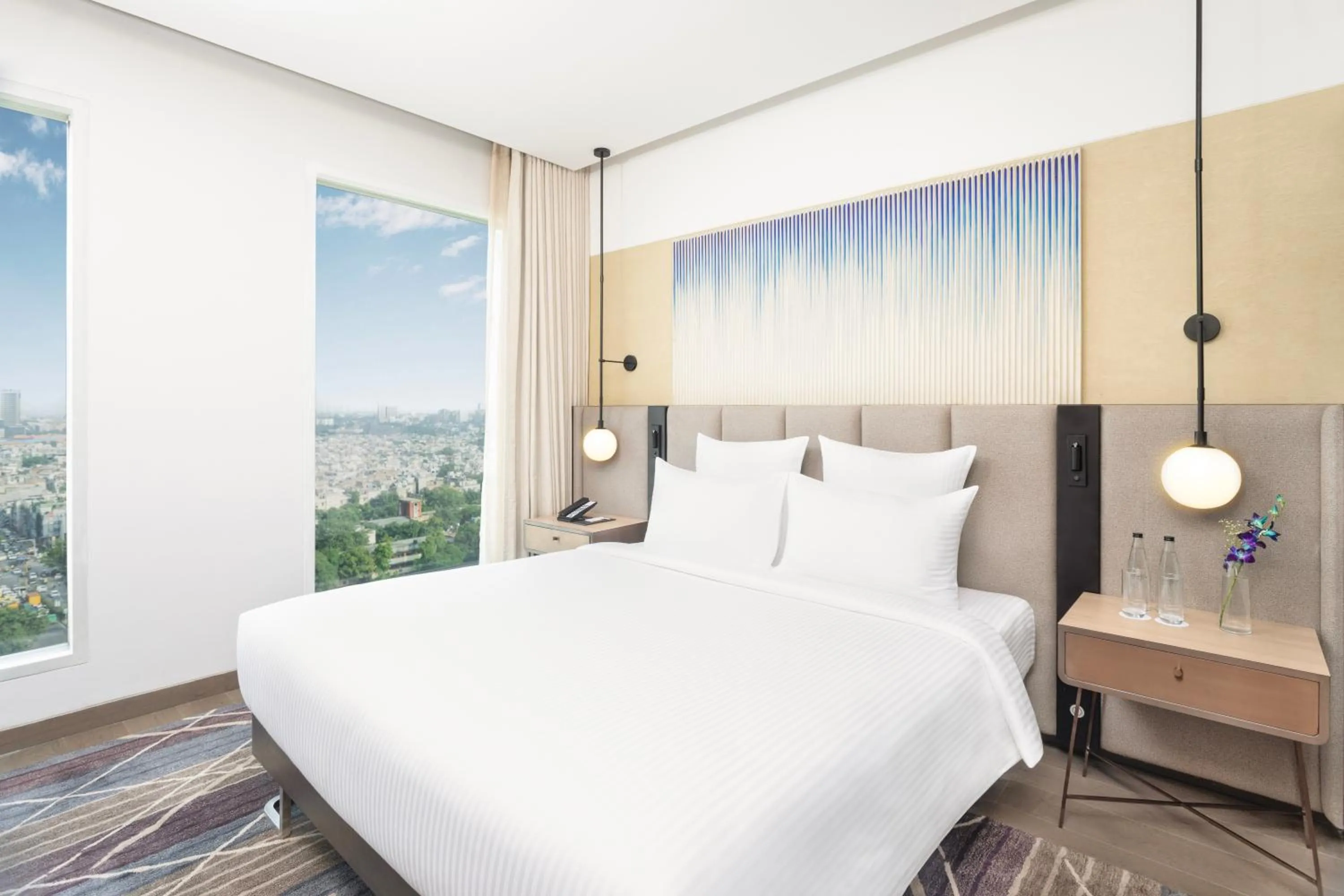 View (from property/room), Bed in Novotel New Delhi City Centre