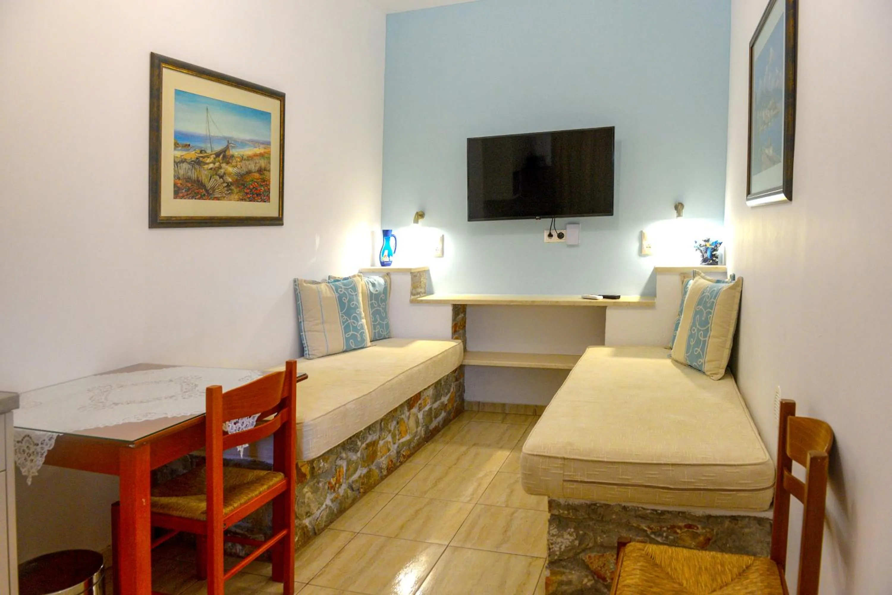 Bed in Skiathos Island Suites