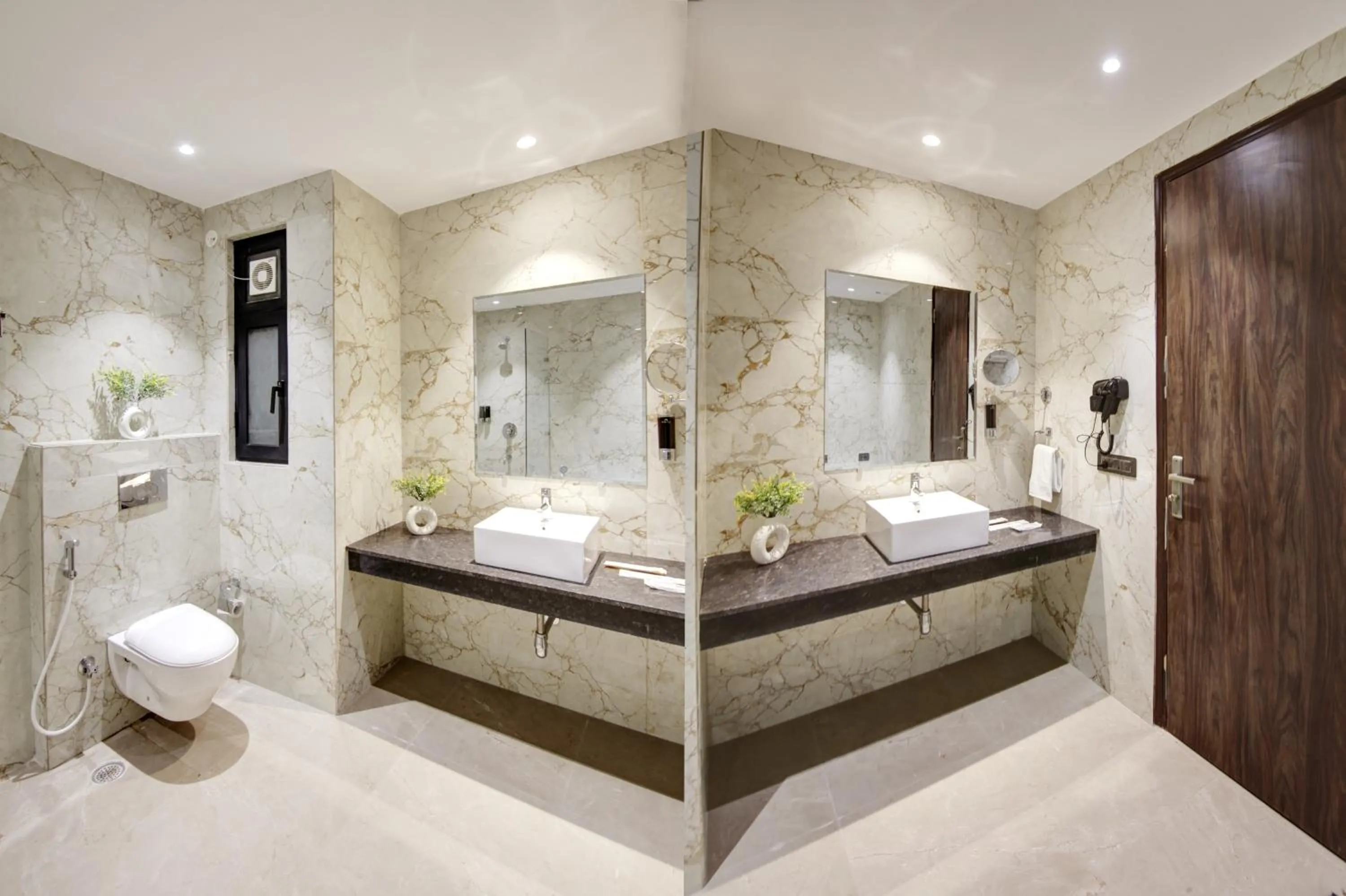 Shower, Bed in Saltstayz Premier - Galleria Market Road & Sector 27