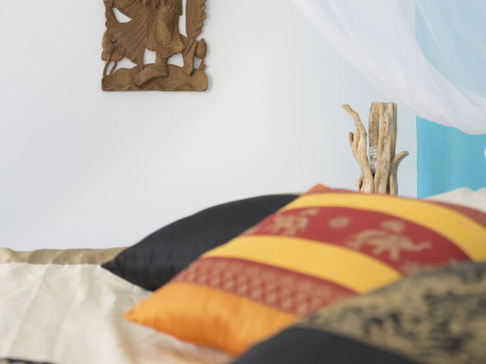 Decorative detail, Bed in Moon Cottage