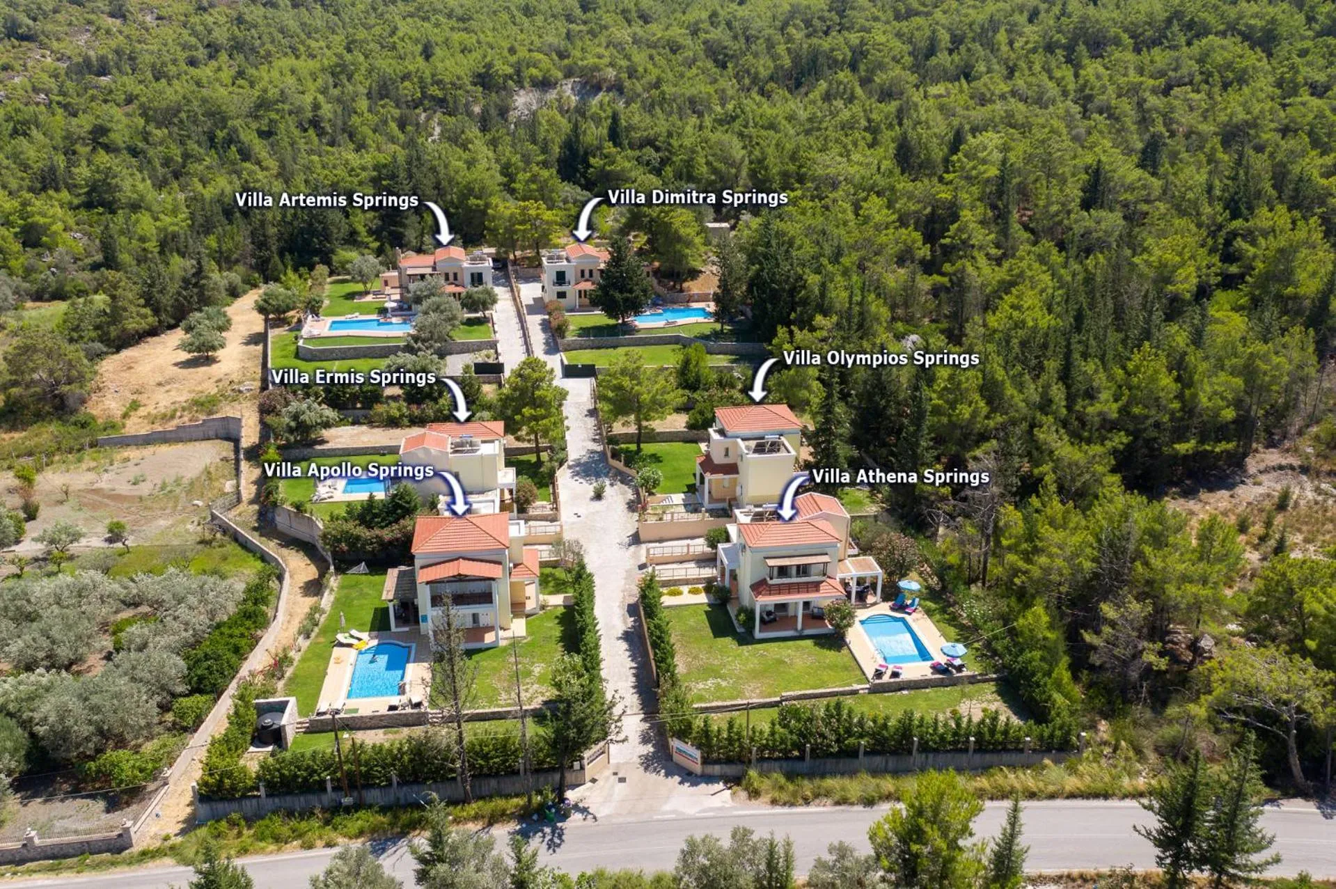Bird's eye view in Seven Springs Villas