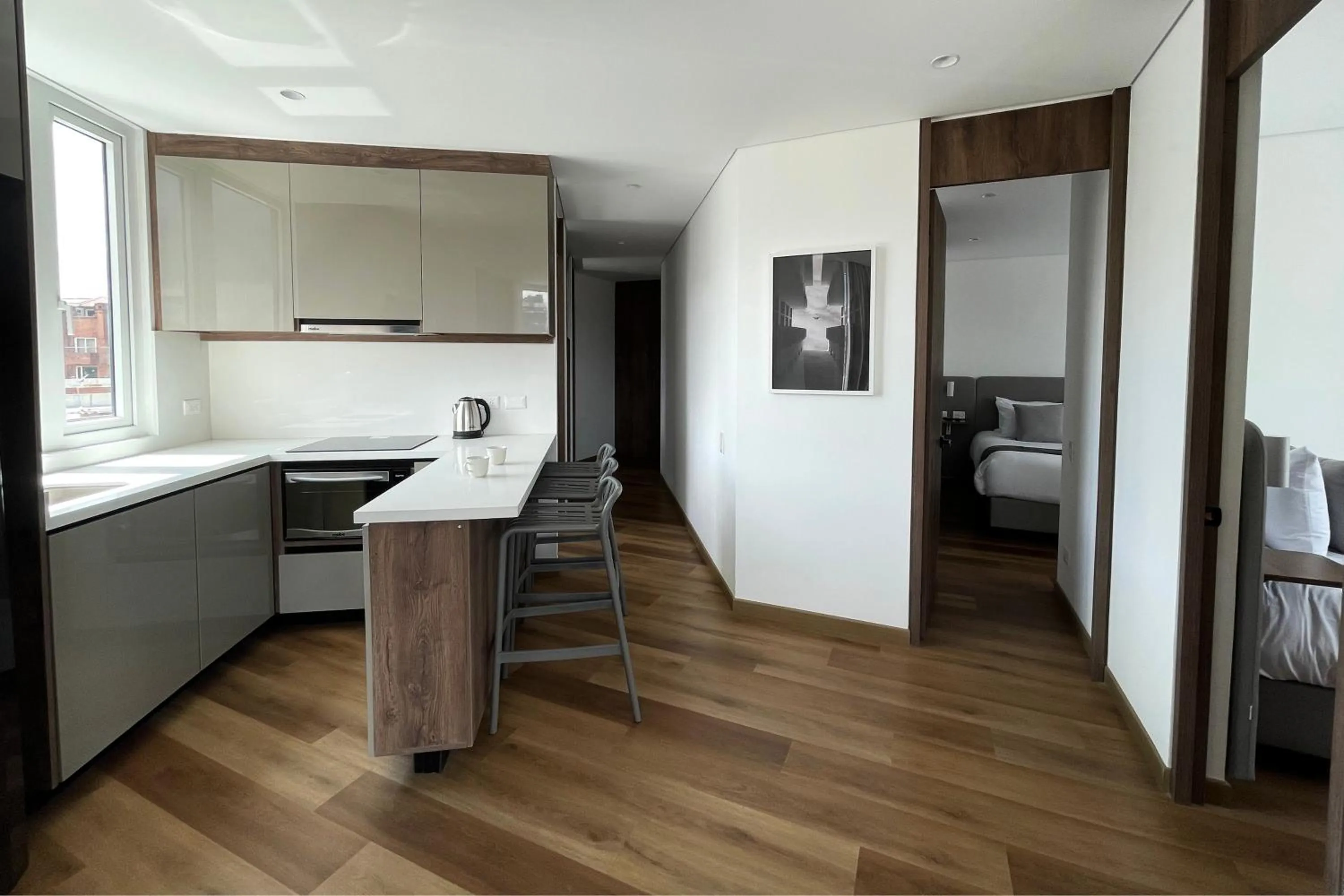 Kitchen or kitchenette in VOU Suites by Avia Suites