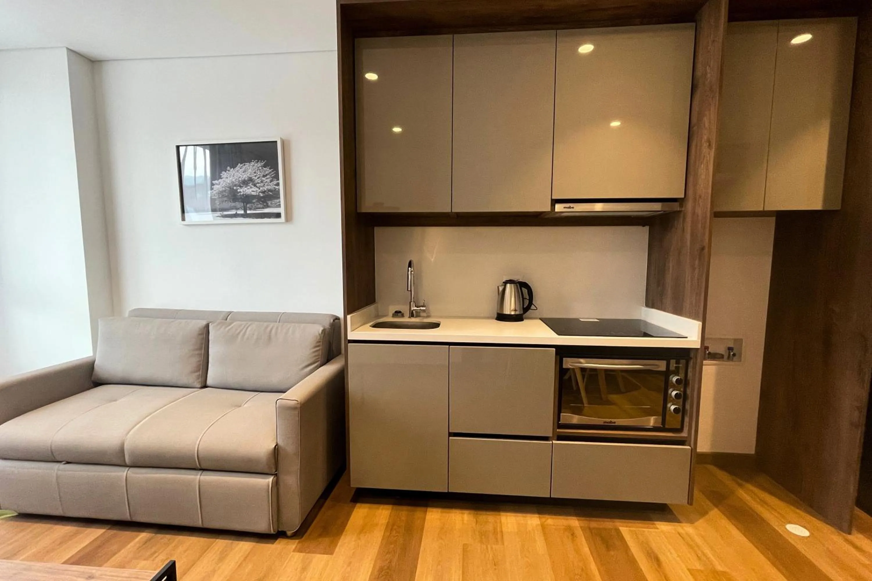 Kitchen or kitchenette in VOU Suites by Avia Suites