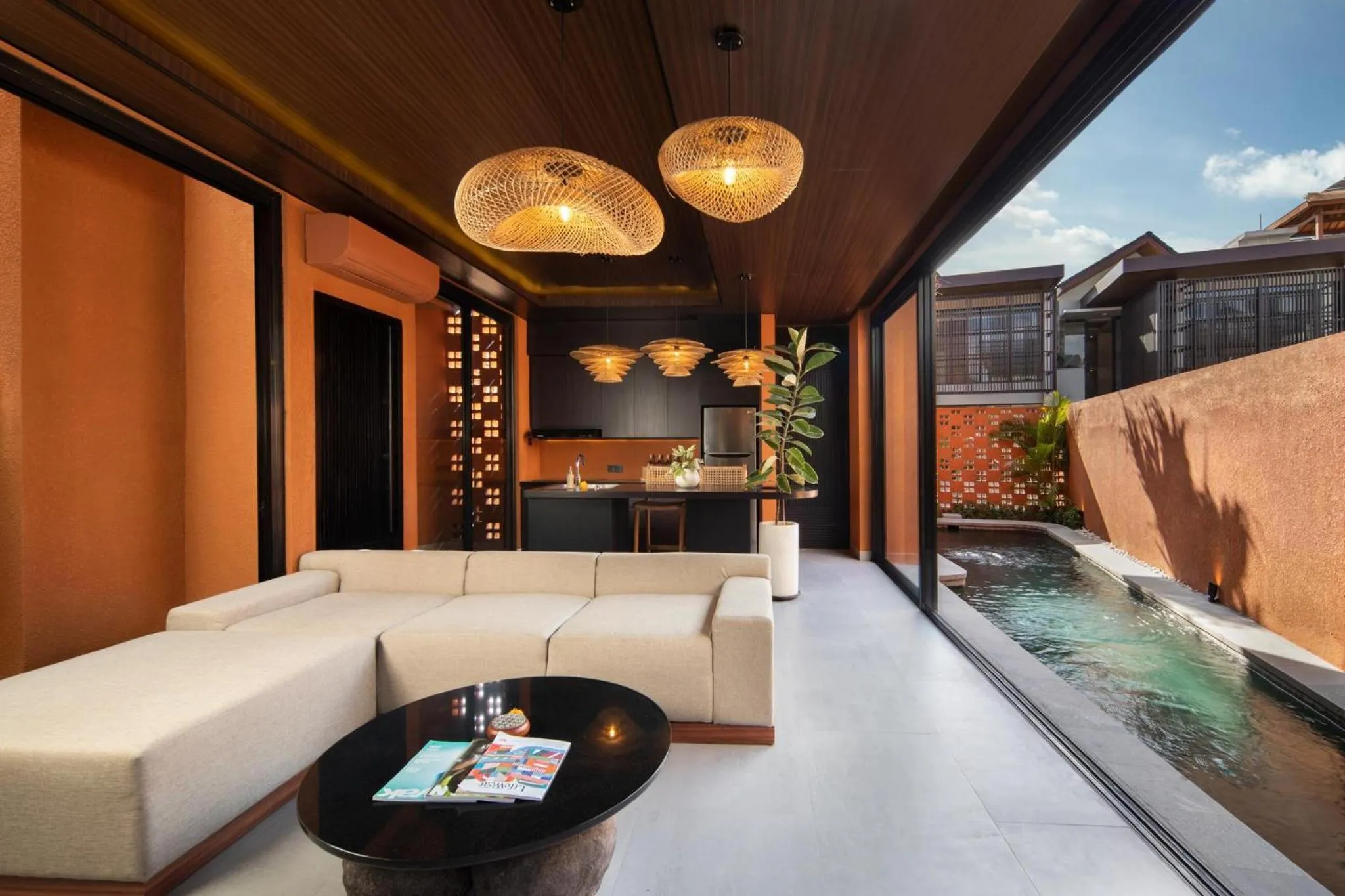 Living room in Earth Villa Canggu by Ini Vie Hospitality