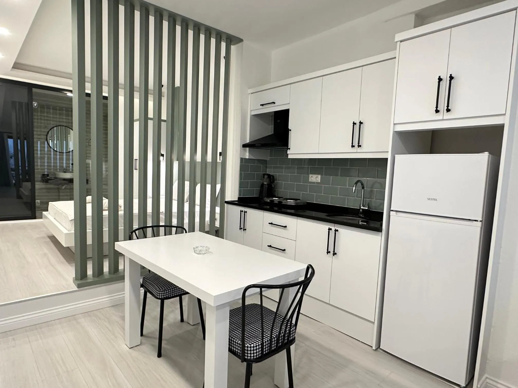 Kitchen or kitchenette in Bossa Nova Apart Hotel