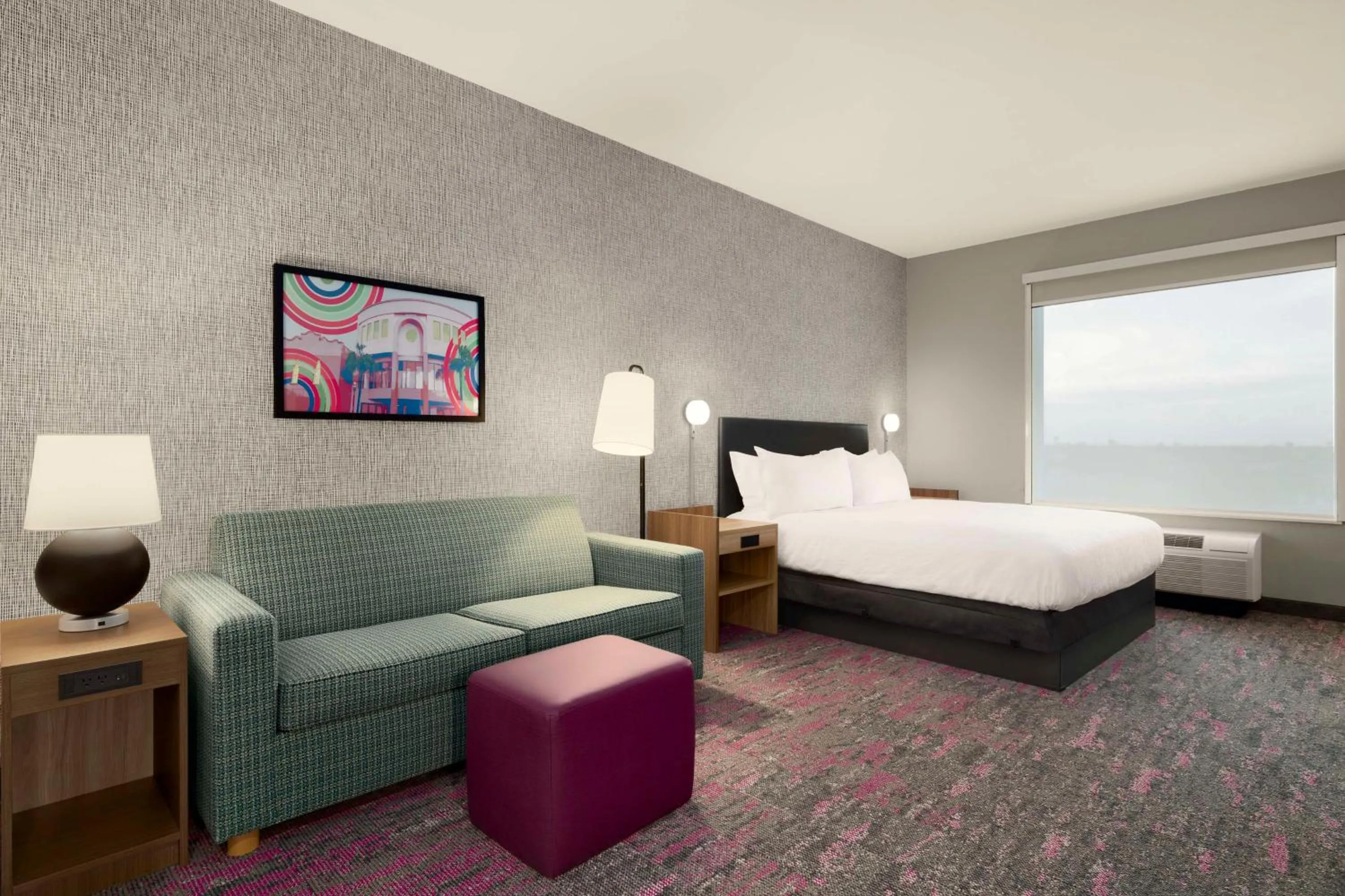 Living room, Bed in Home2 Suites By Hilton San Juan