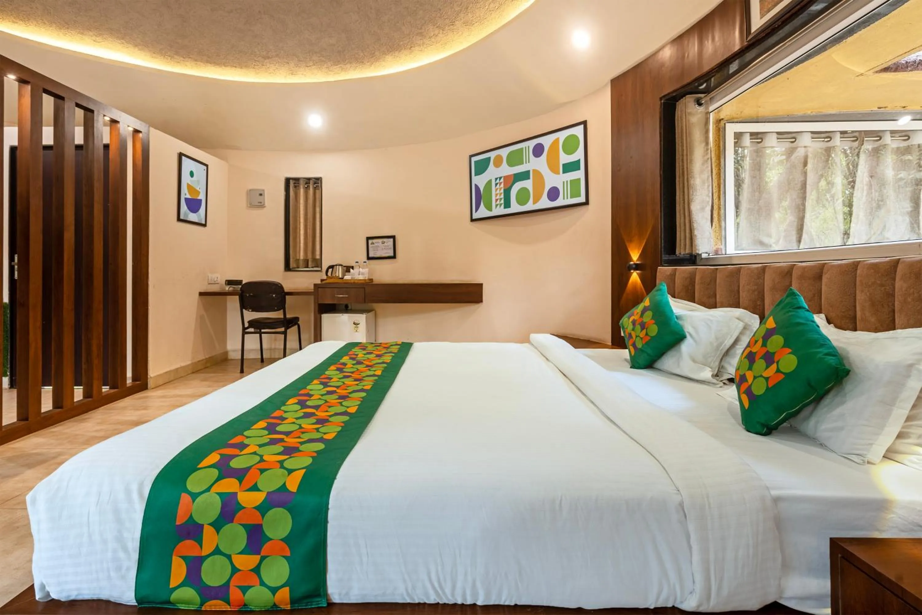 Bedroom, Bed in Treebo Premium Mowgli's Den Pench with Swimming Pool
