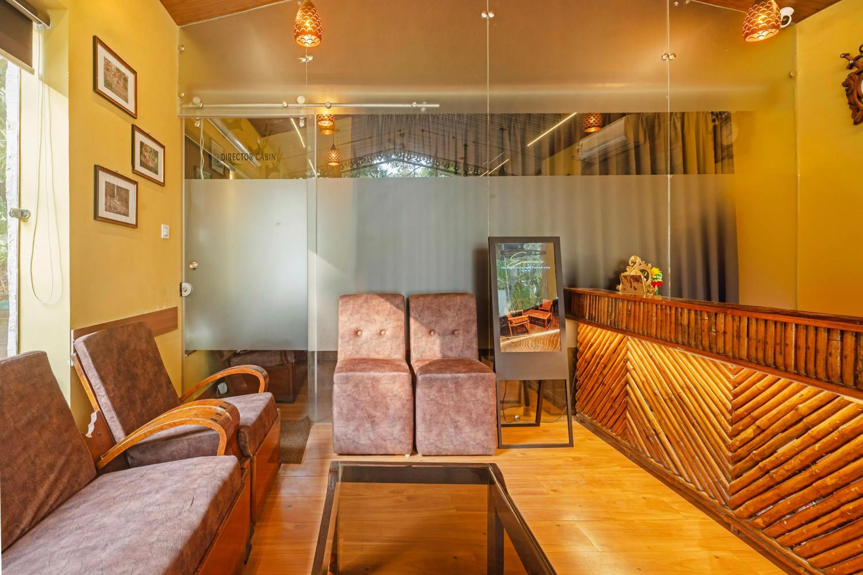 Seating area in Treebo Premium Mowgli's Den Pench with Swimming Pool