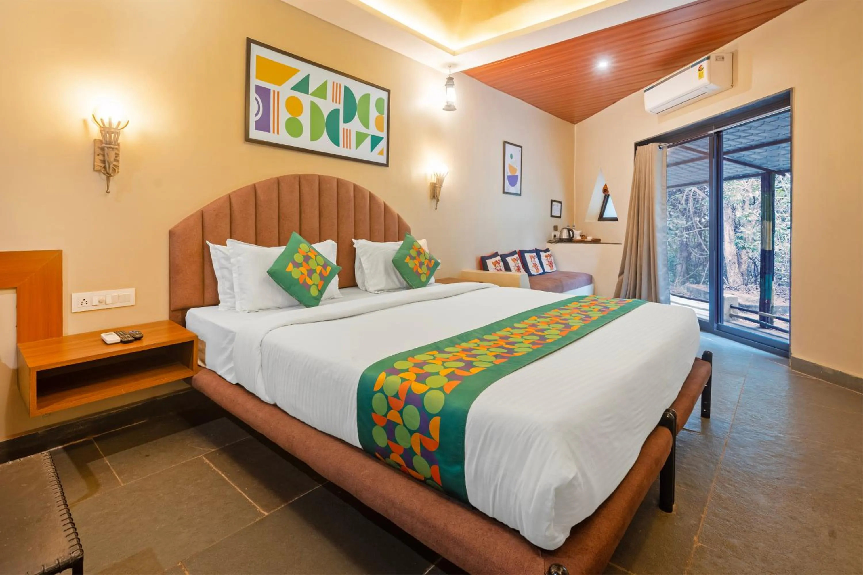 Bedroom, Bed in Treebo Premium Mowgli's Den Pench with Swimming Pool