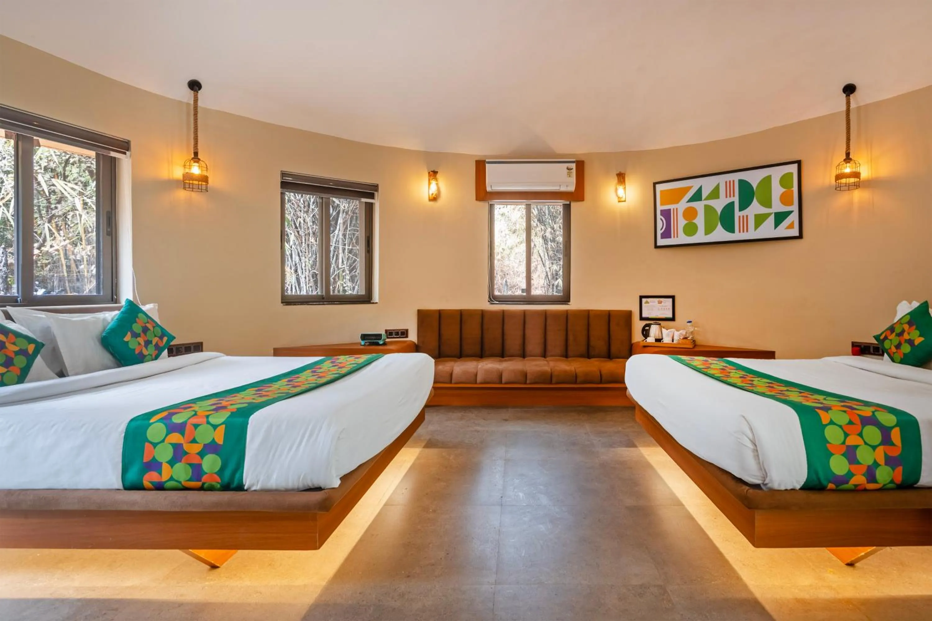 Bedroom, Bed in Treebo Premium Mowgli's Den Pench with Swimming Pool