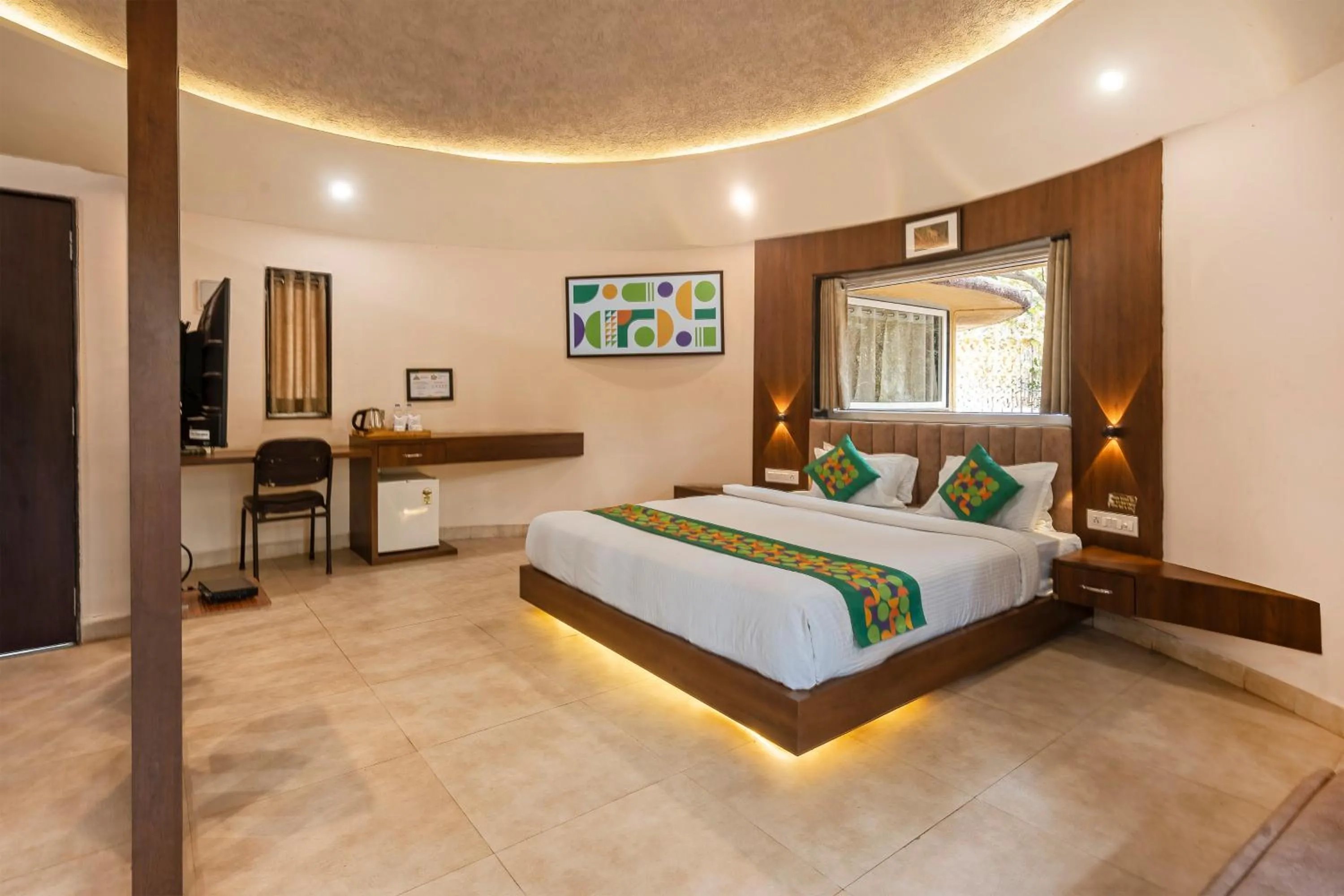 Bedroom, Bed in Treebo Premium Mowgli's Den Pench with Swimming Pool