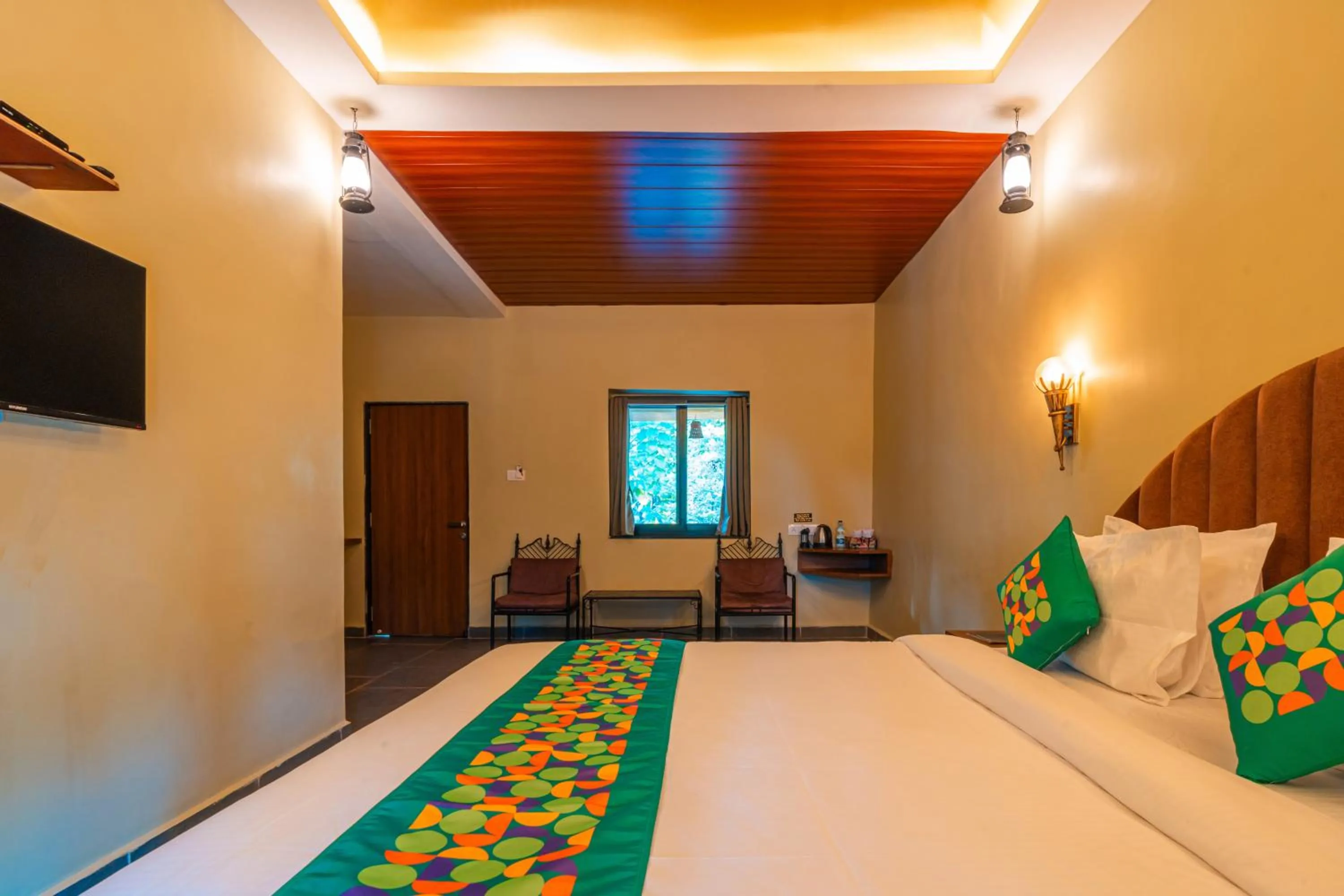 Bedroom, Bed in Treebo Premium Mowgli's Den, Pench