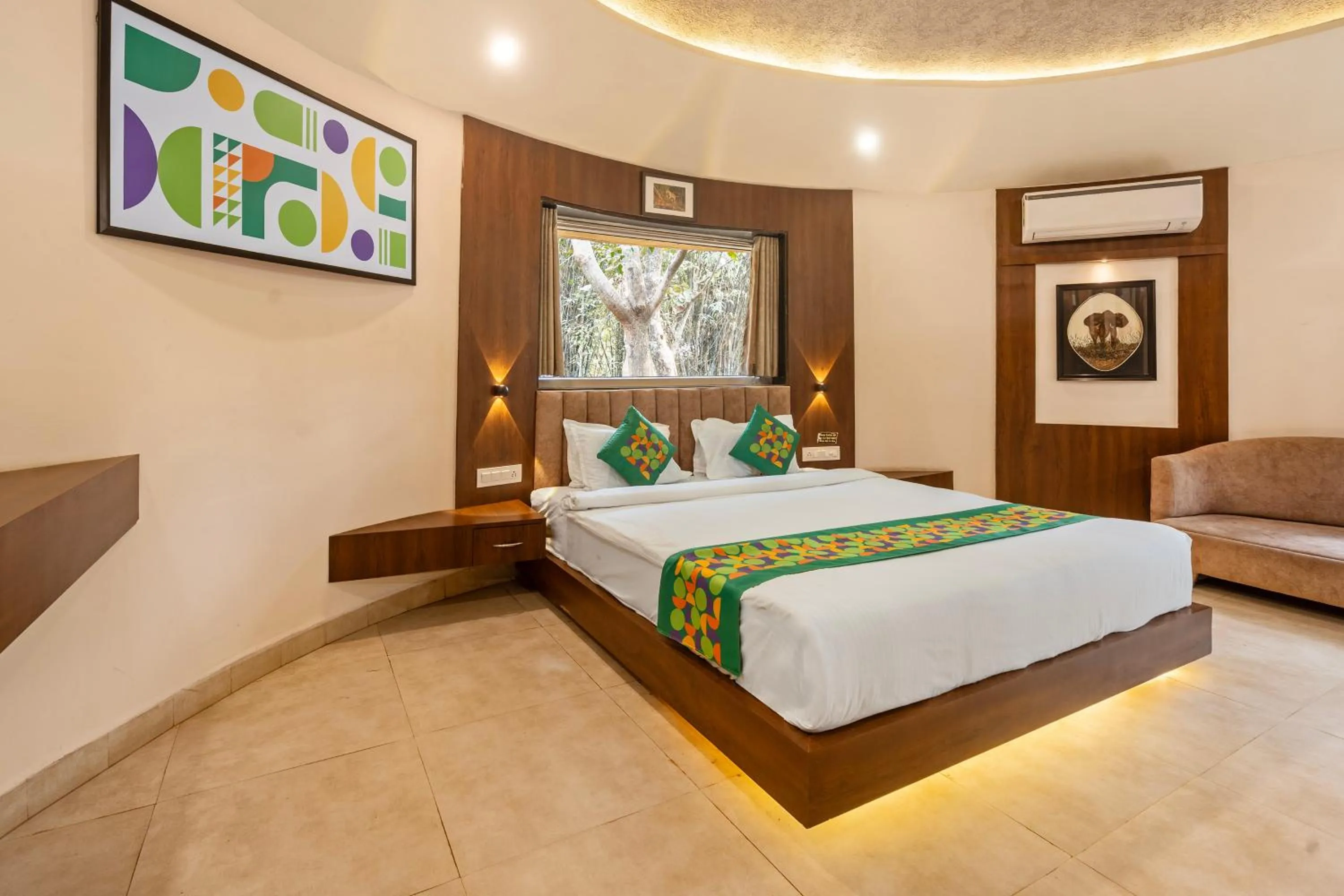 Bedroom, Bed in Treebo Premium Mowgli's Den Pench with Swimming Pool