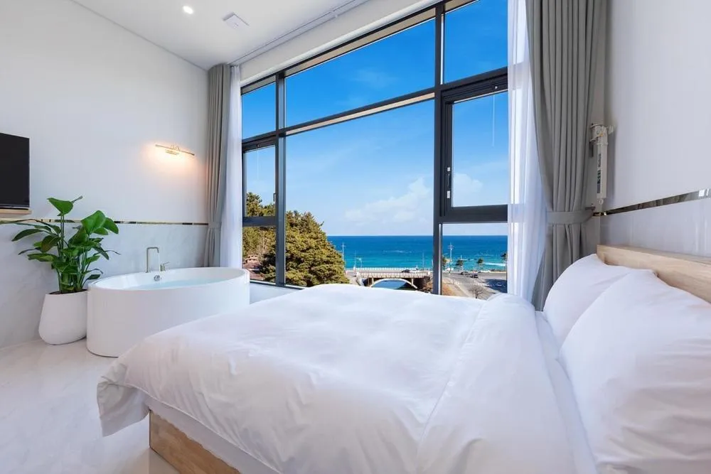 Bed in Today Gyeongpo Oceanview Pension