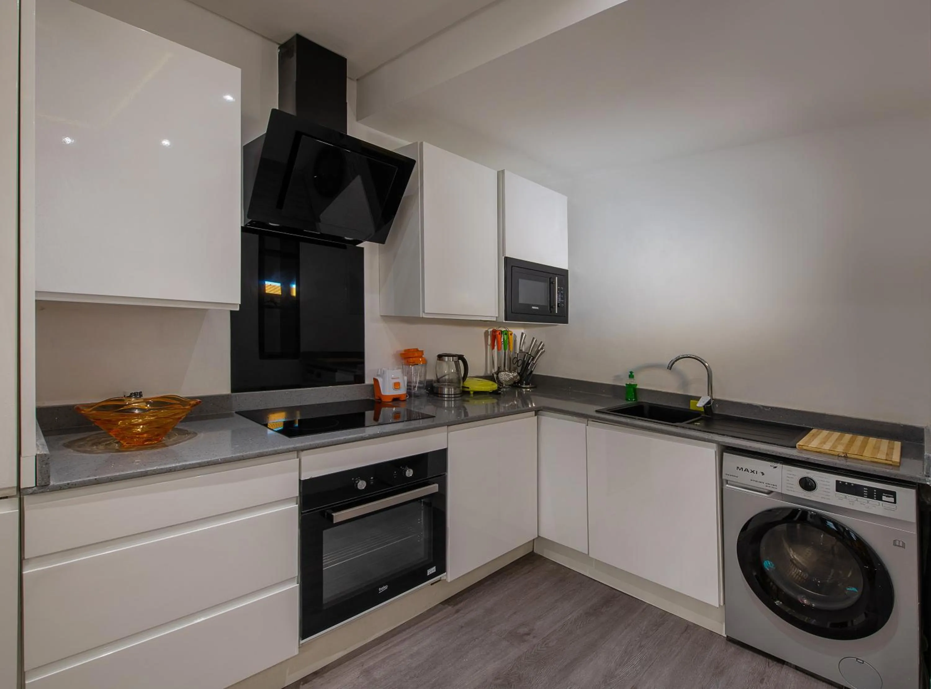 Kitchen or kitchenette in George Residence Lekki, Lagos - with Pool