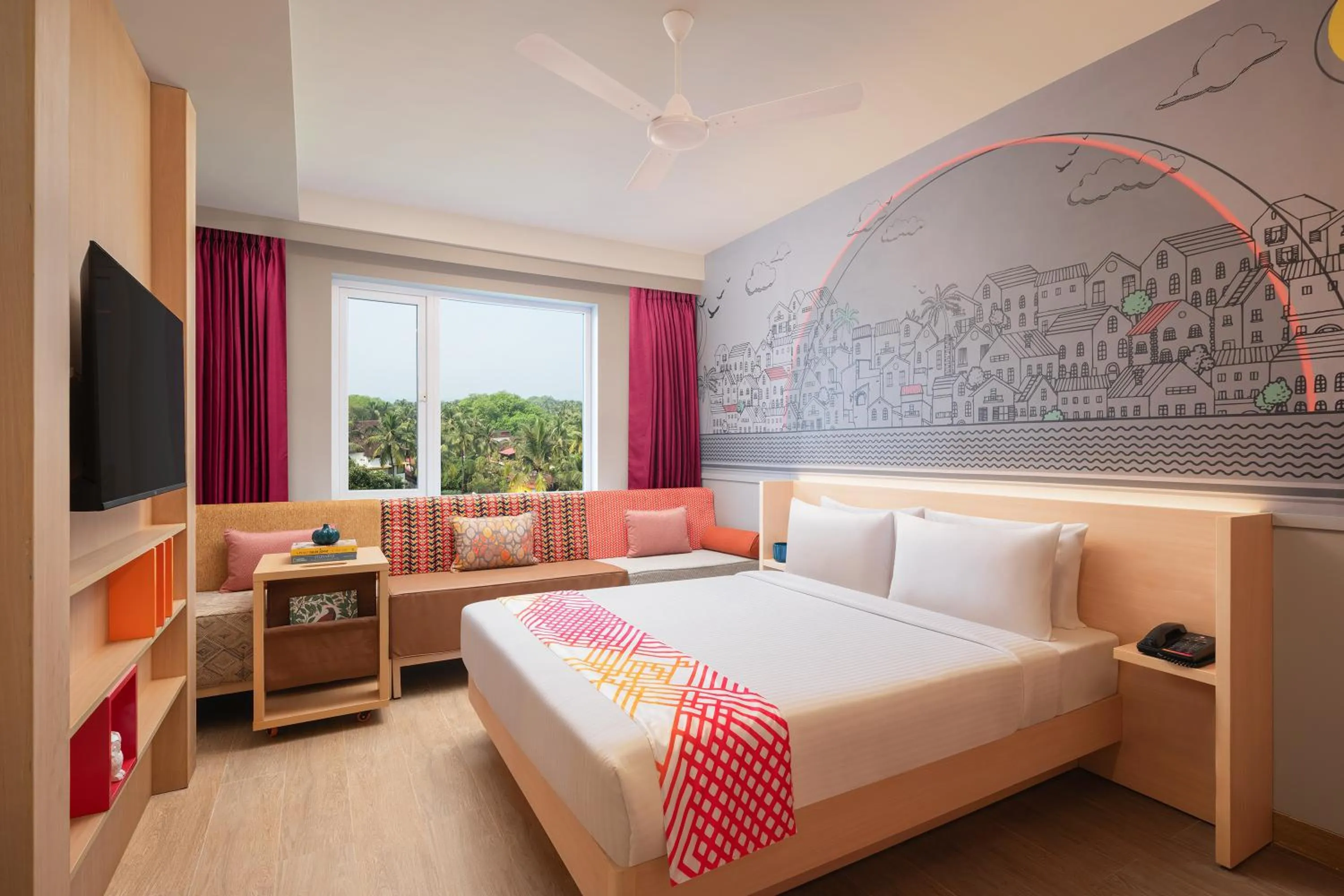 Communal lounge/ TV room, Bed in Ginger Goa Candolim