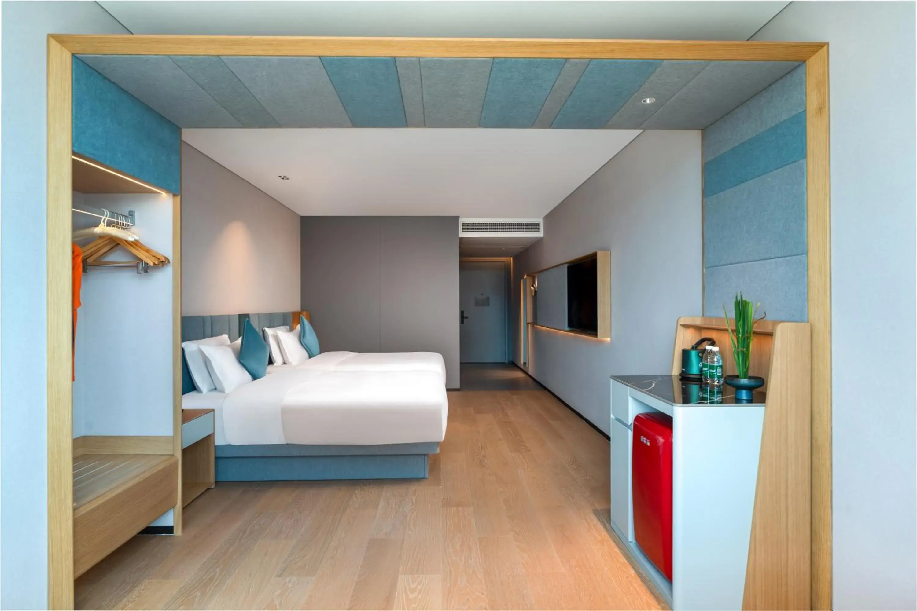 Deluxe Twin Room With River View in Pagoda Hotel Of SSAW ChongQing International Land-sea Deluxe Twin Room With River View in Pagoda Hotel Of SSAW ChongQing International Land-sea