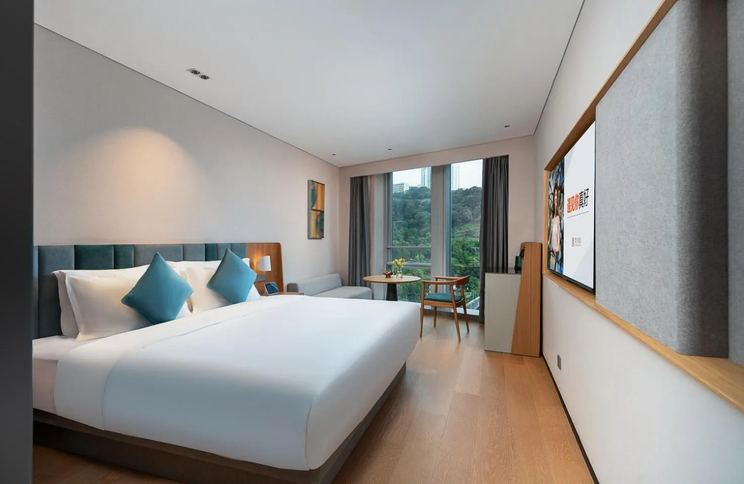 Bed in Pagoda Hotel Of SSAW ChongQing International Land-sea